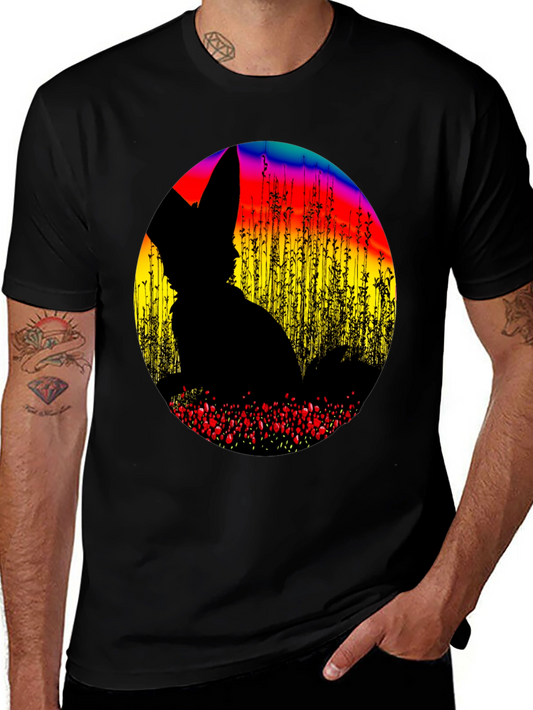 Abstract Fox Silhouette Graphic T-Shirt