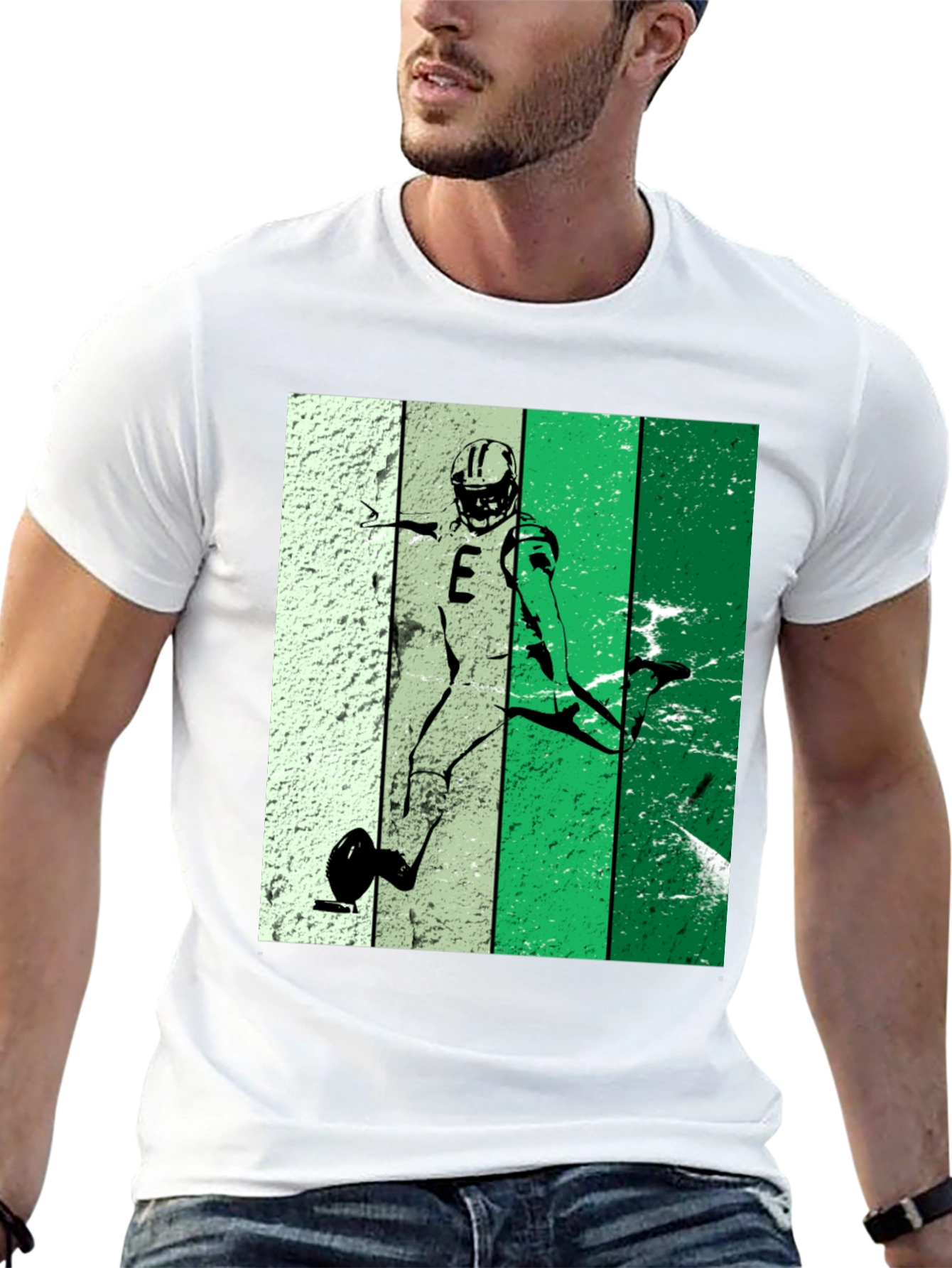 Retro Football Kicker Graphic Tee - Black