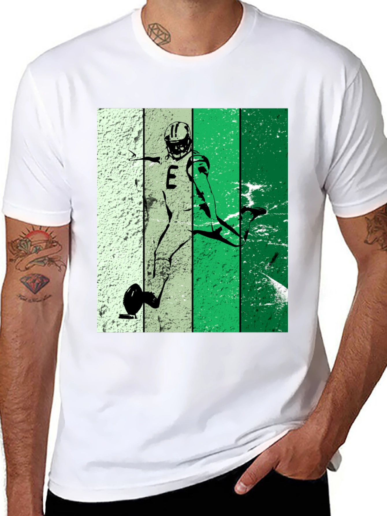 Retro Football Kicker Graphic Tee - Black