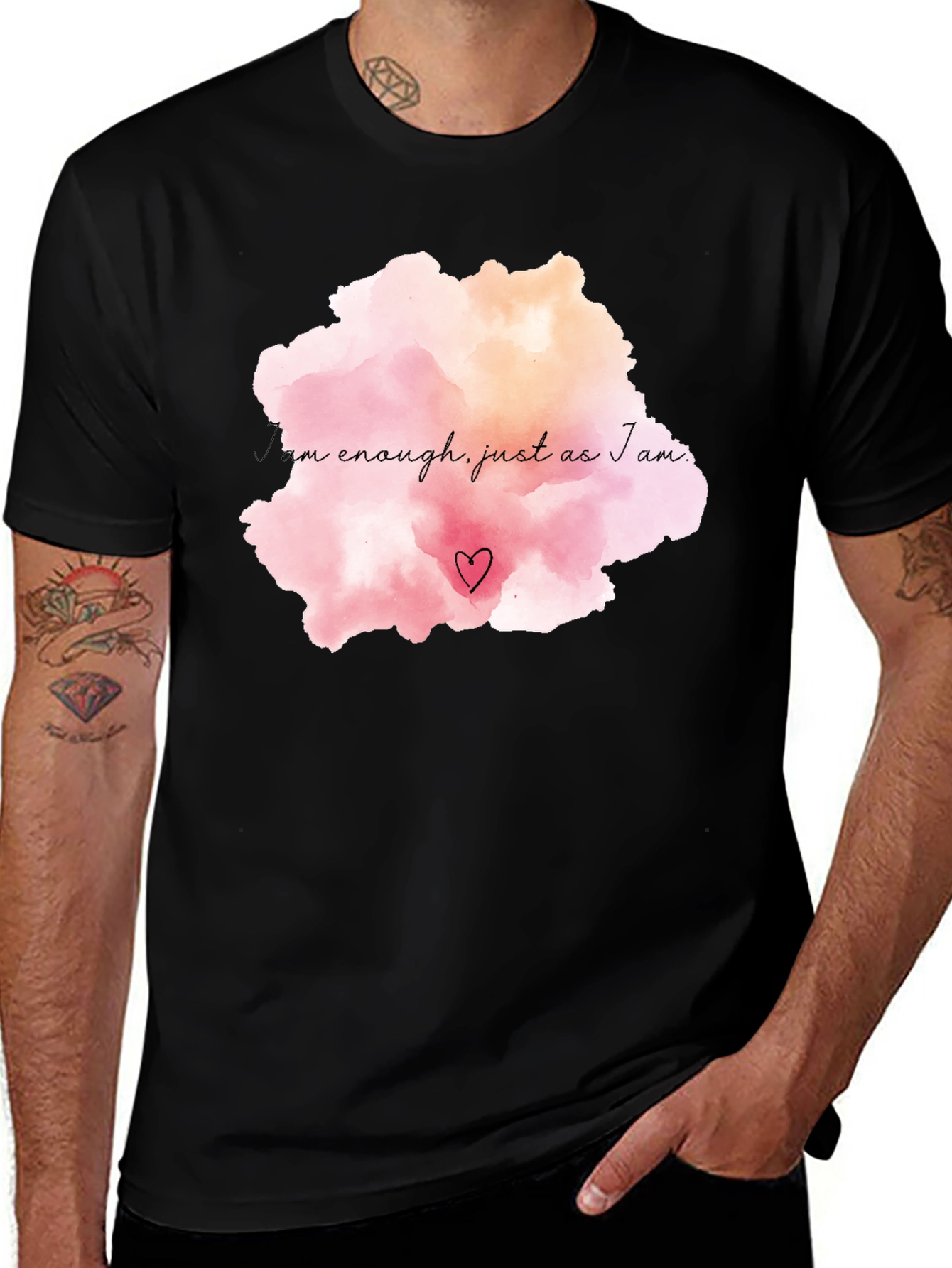 Motivational I am Enough Black T-Shirt