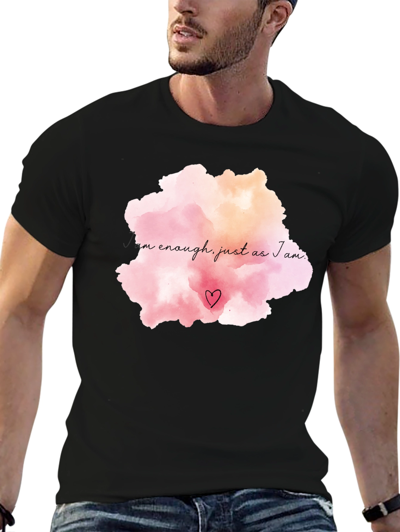 Motivational I am Enough Black T-Shirt