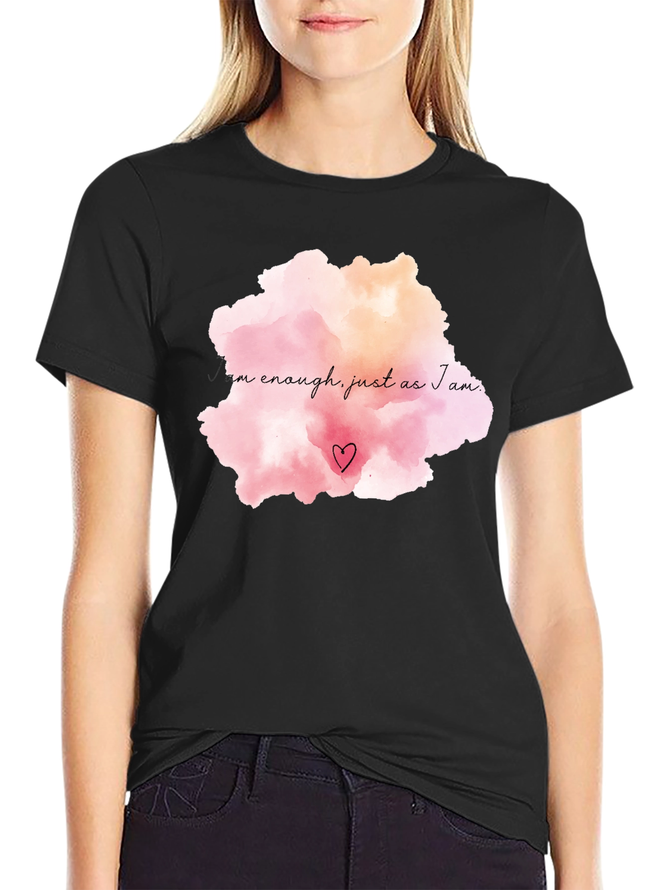 Motivational I am Enough Black T-Shirt