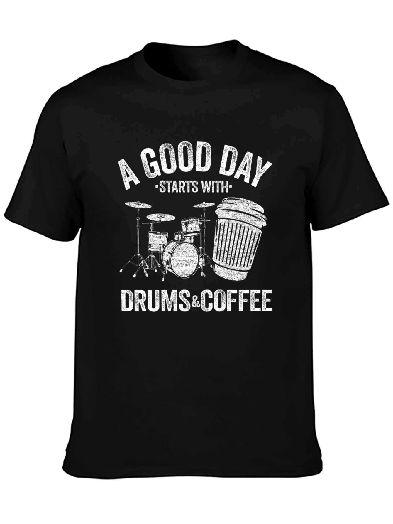 Drums & Coffee T-Shirt - Music Lover Tee