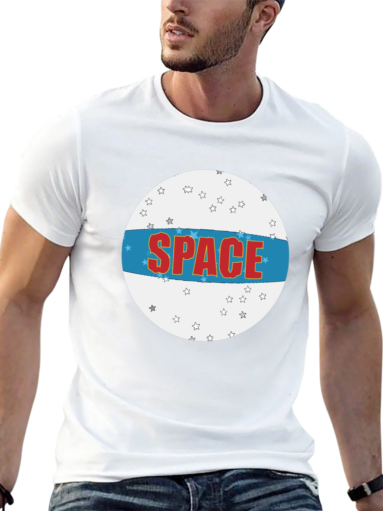 Space Graphic T-Shirt - Black Crew Neck Tee