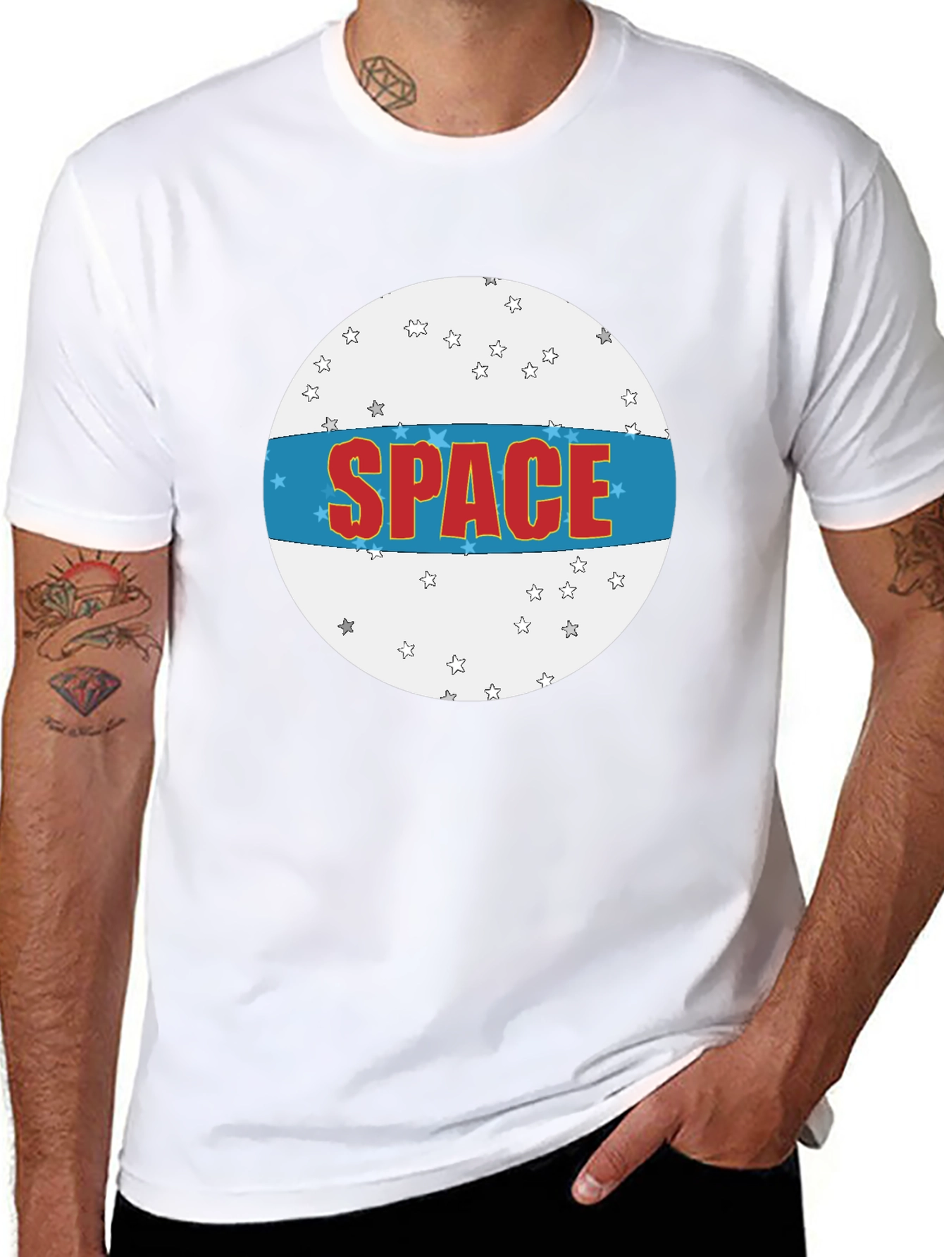 Space Graphic T-Shirt - Black Crew Neck Tee