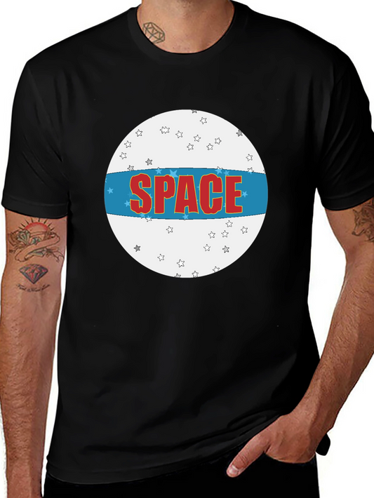 Space Graphic T-Shirt - Black Crew Neck Tee
