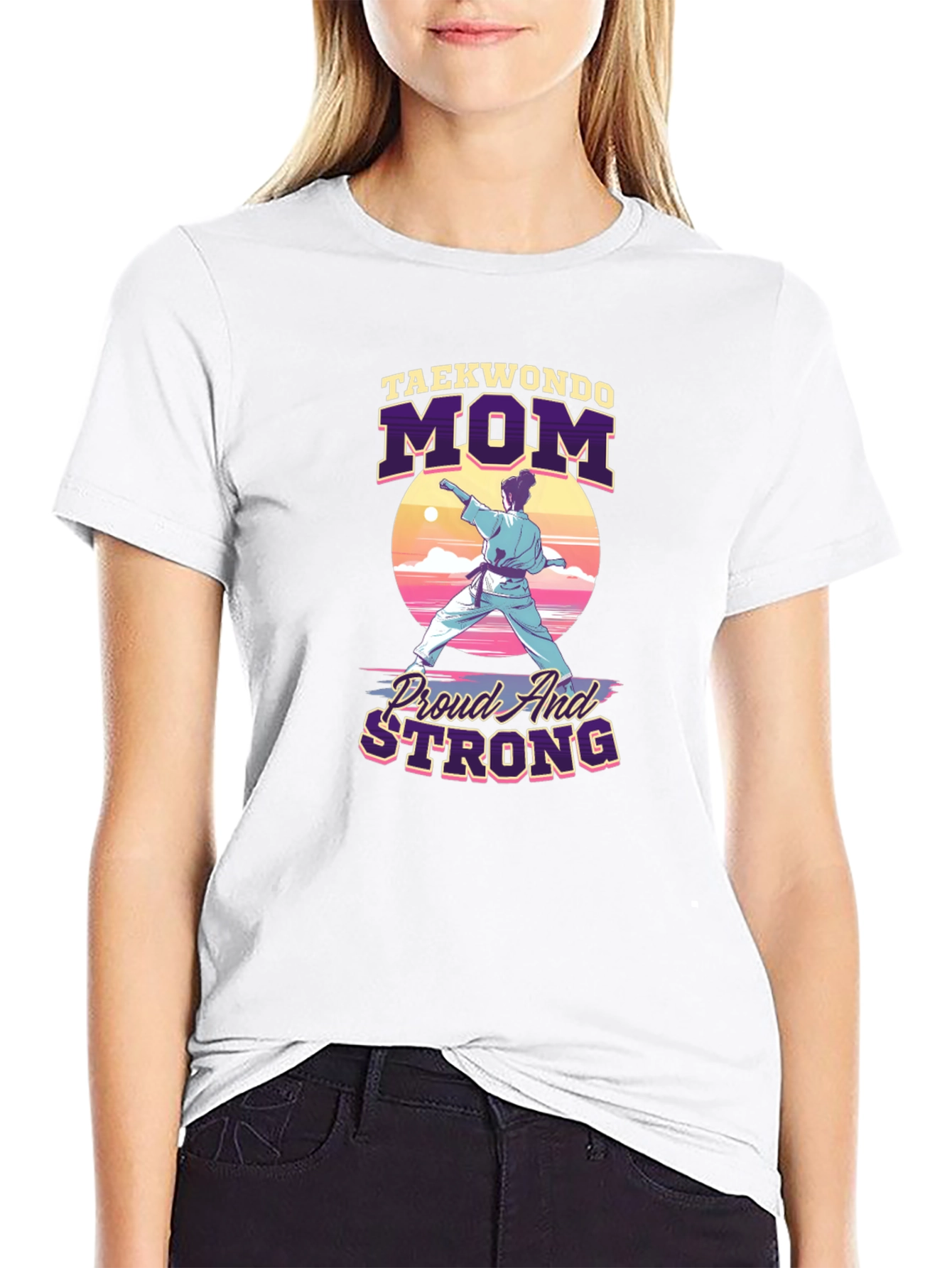 Taekwondo Mom Proud & Strong Graphic Tee