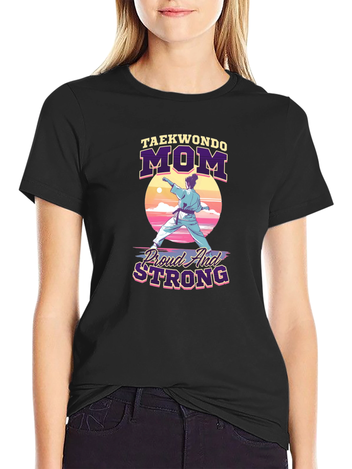 Taekwondo Mom Proud & Strong Graphic Tee