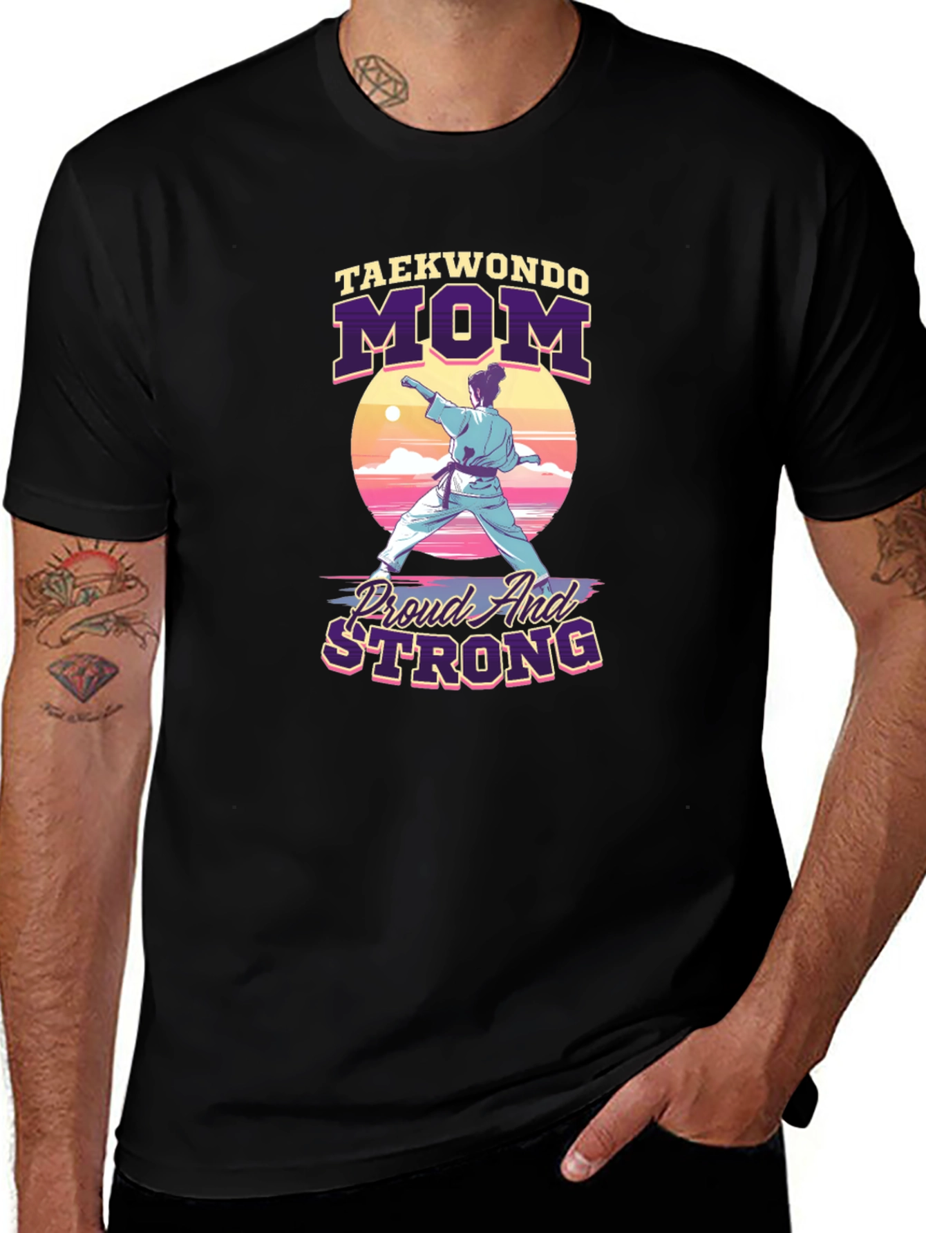 Taekwondo Mom Proud & Strong Graphic Tee