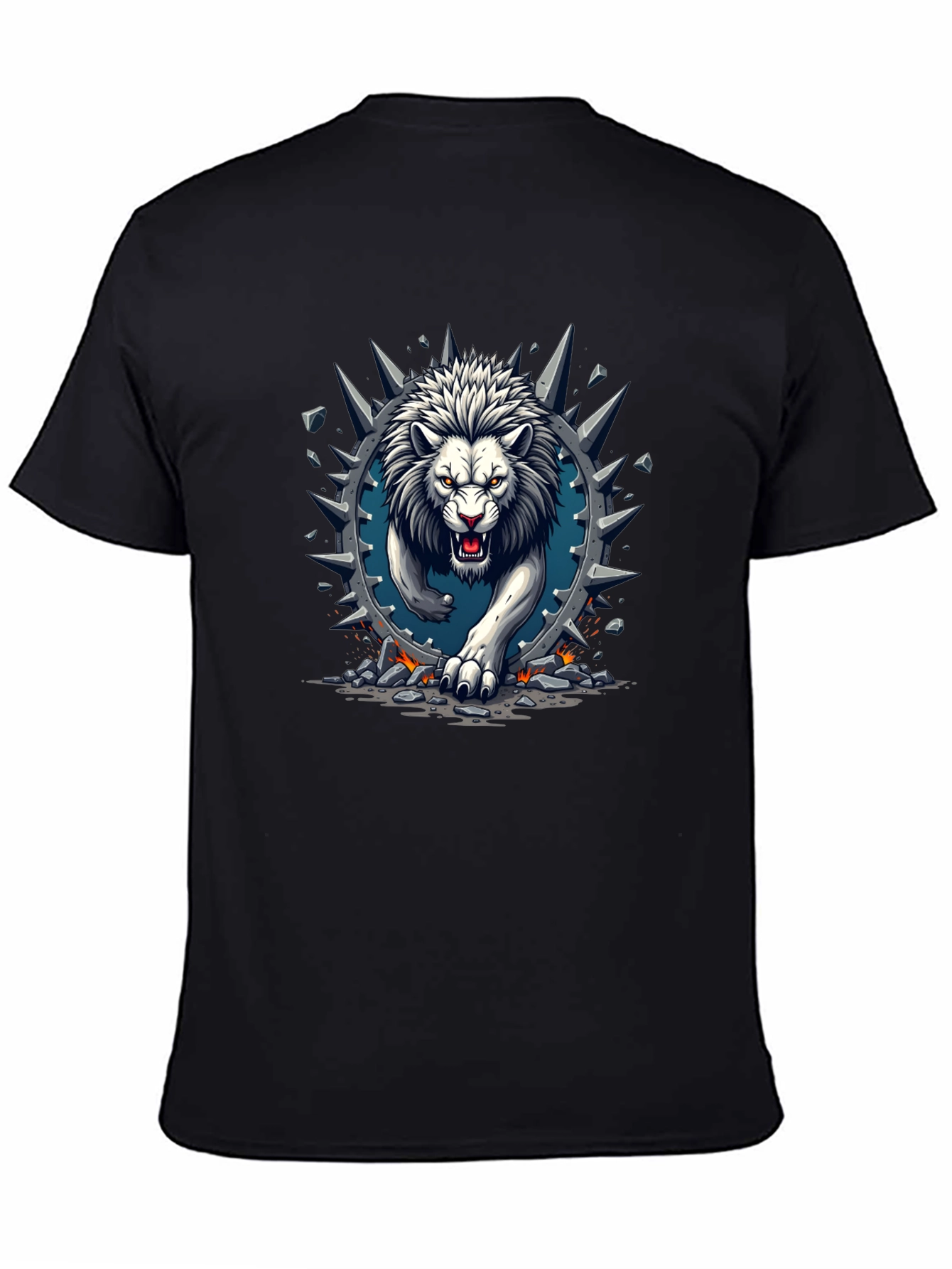Lion Graphic Print Crew Neck Tee