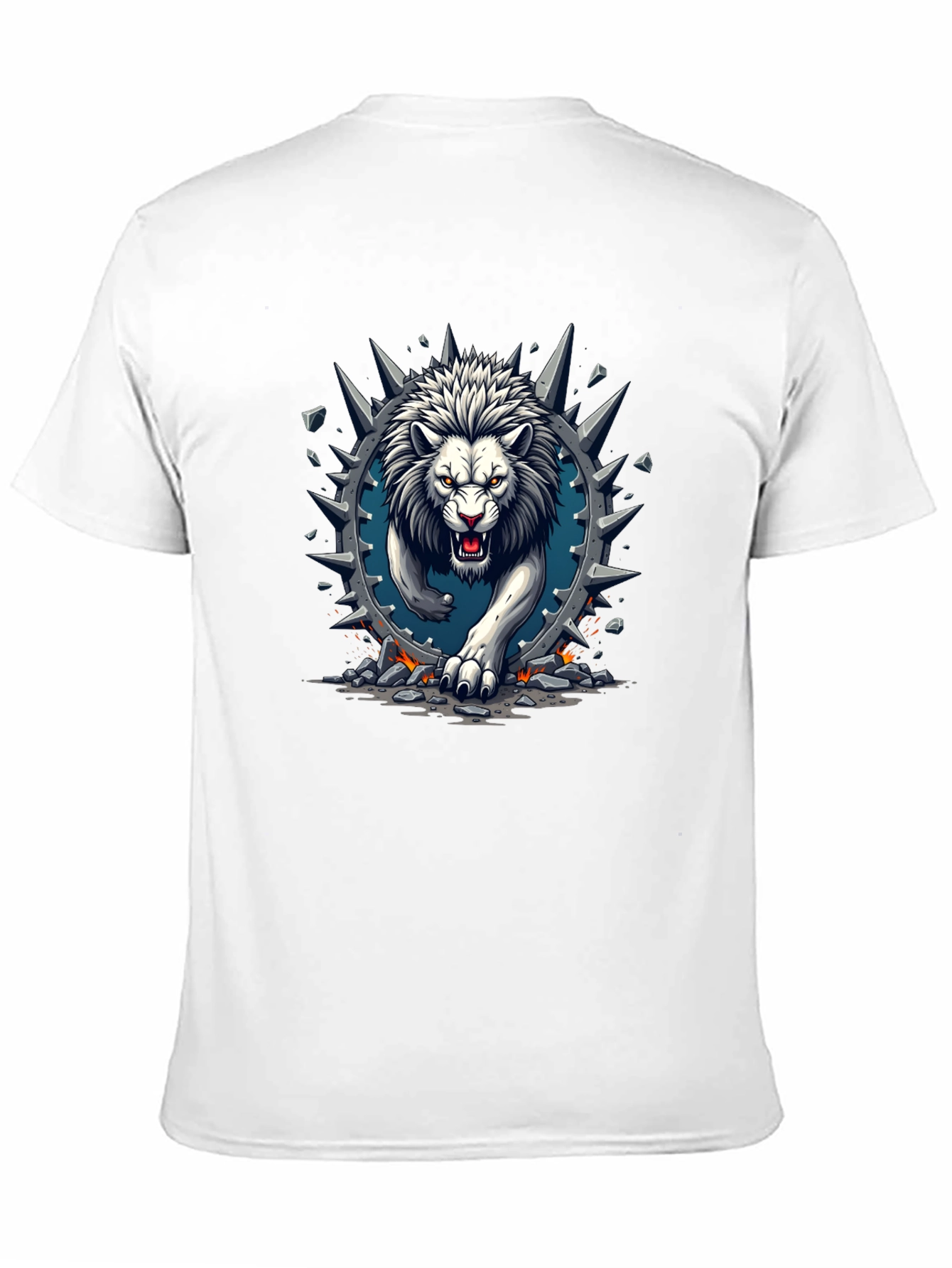 Lion Graphic Print Crew Neck Tee