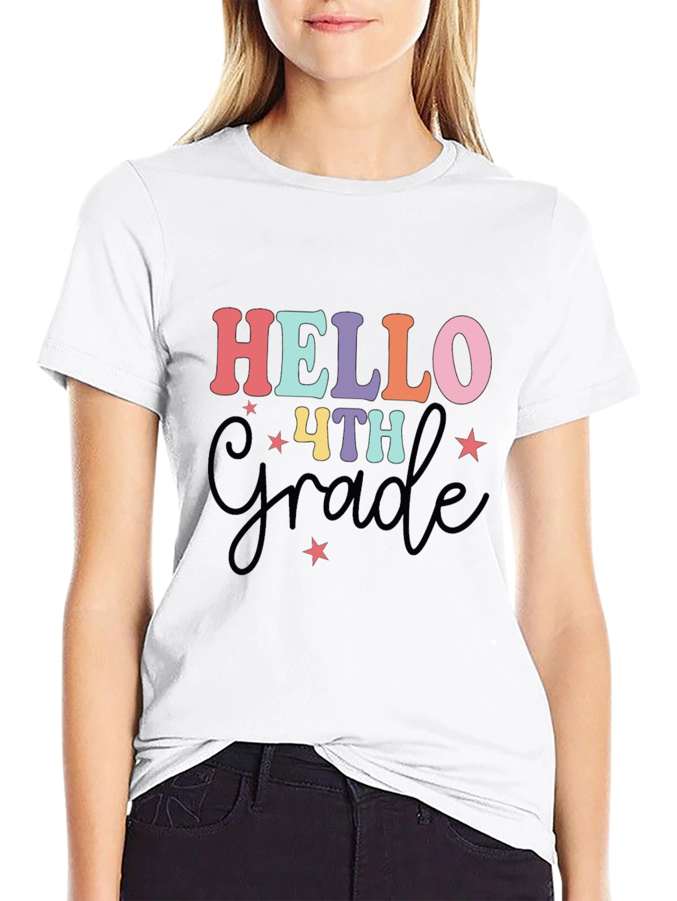 Hello 4th Grade Black T-Shirt