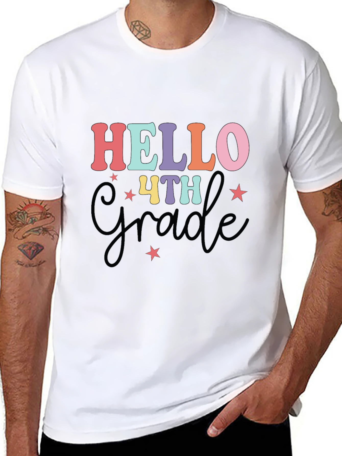 Hello 4th Grade Black T-Shirt