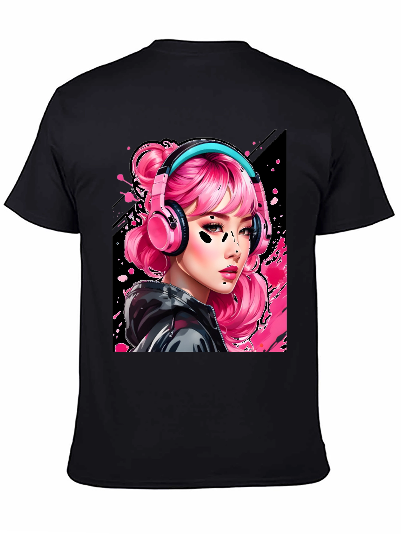 Anime Girl Headphones Graphic Tee