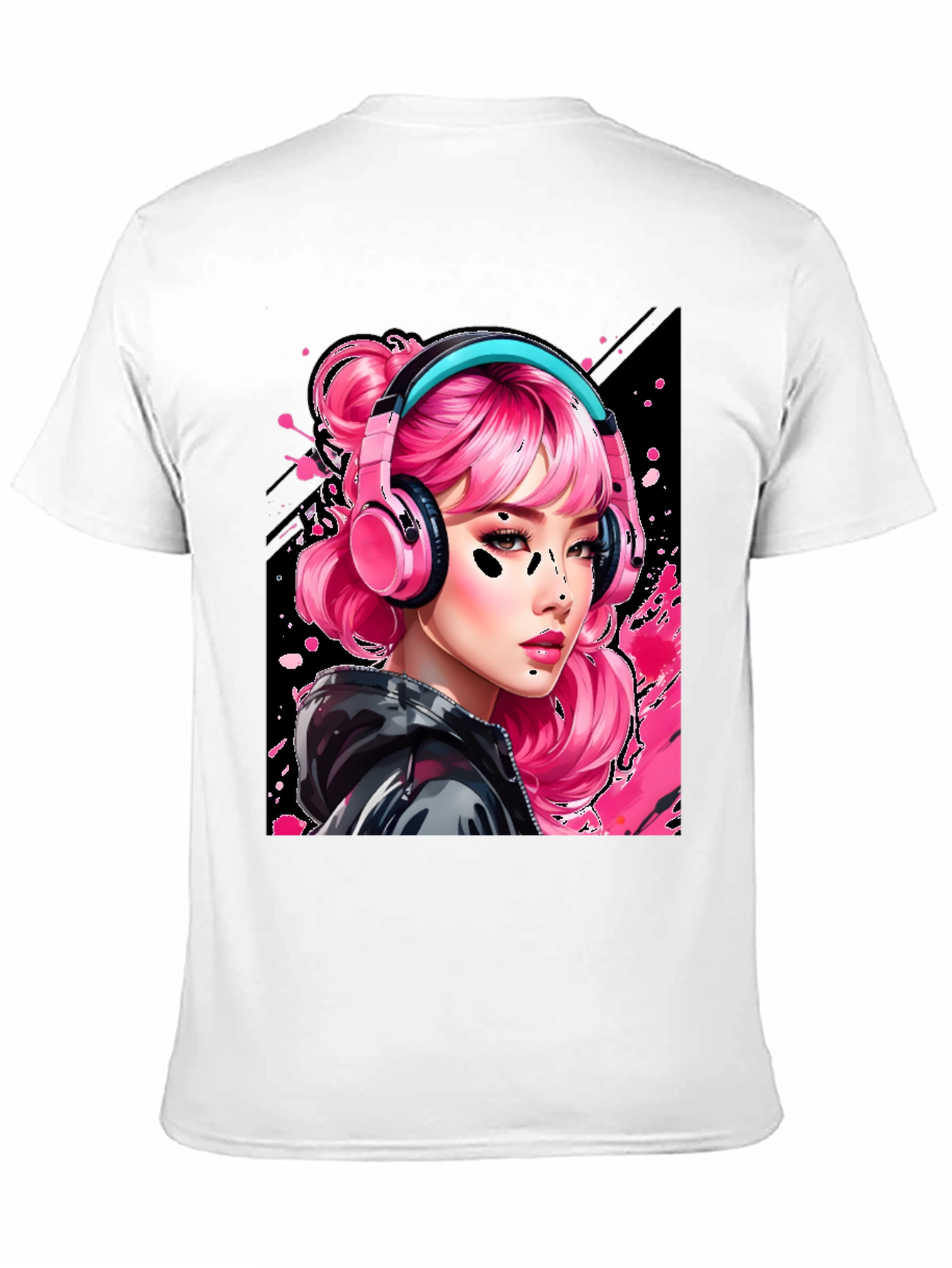 Anime Girl Headphones Graphic Tee