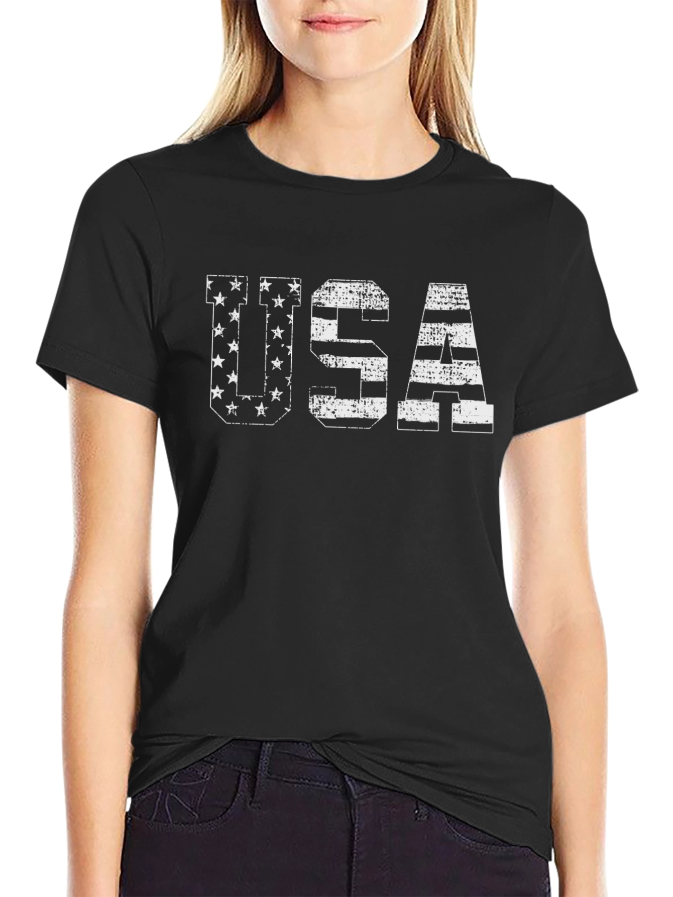 USA Patriotic Graphic Tee - Black