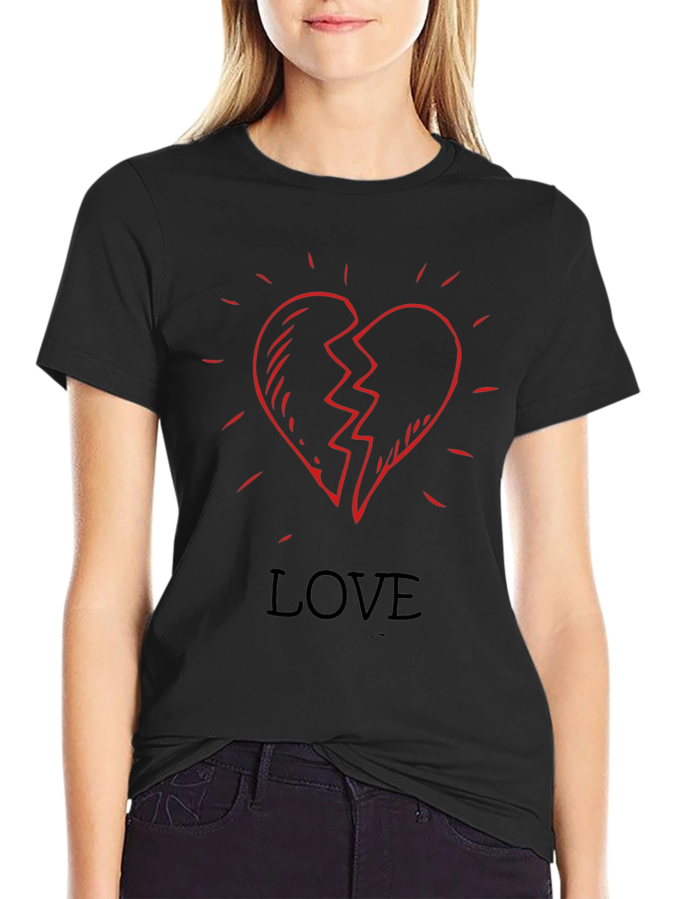 Broken Heart Love Graphic Print Tee