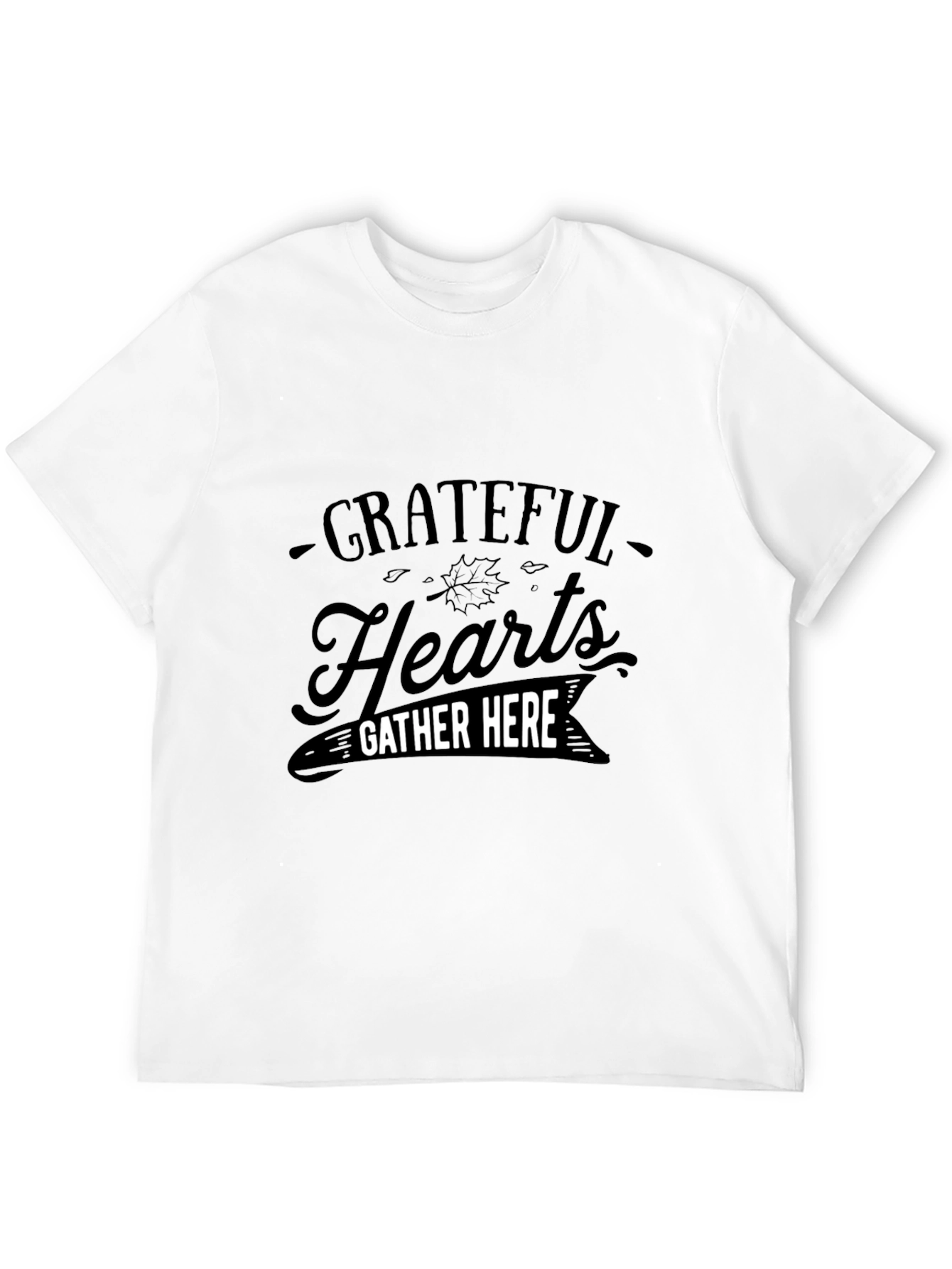 Grateful Hearts Gather Here Black T-Shirt