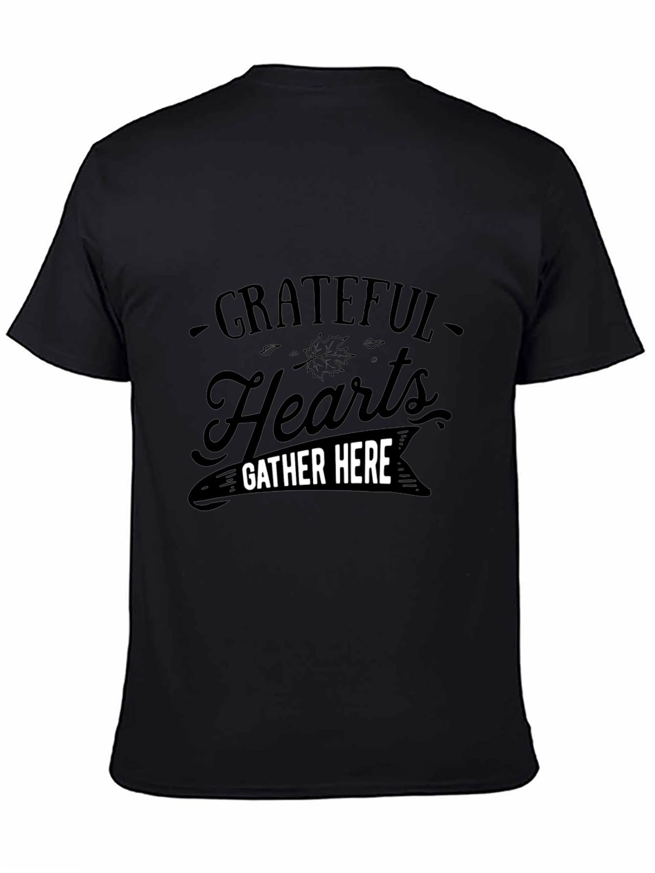 Grateful Hearts Gather Here Black T-Shirt