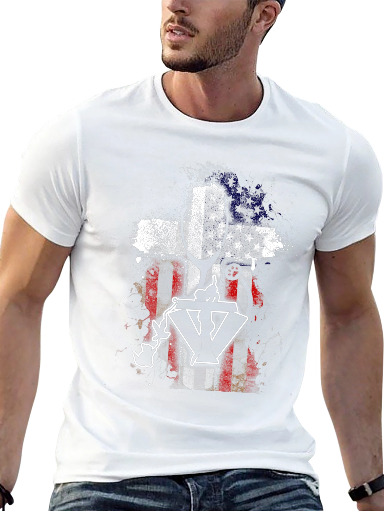 Patriotic Vet T-Shirt - USA Flag Cross Design