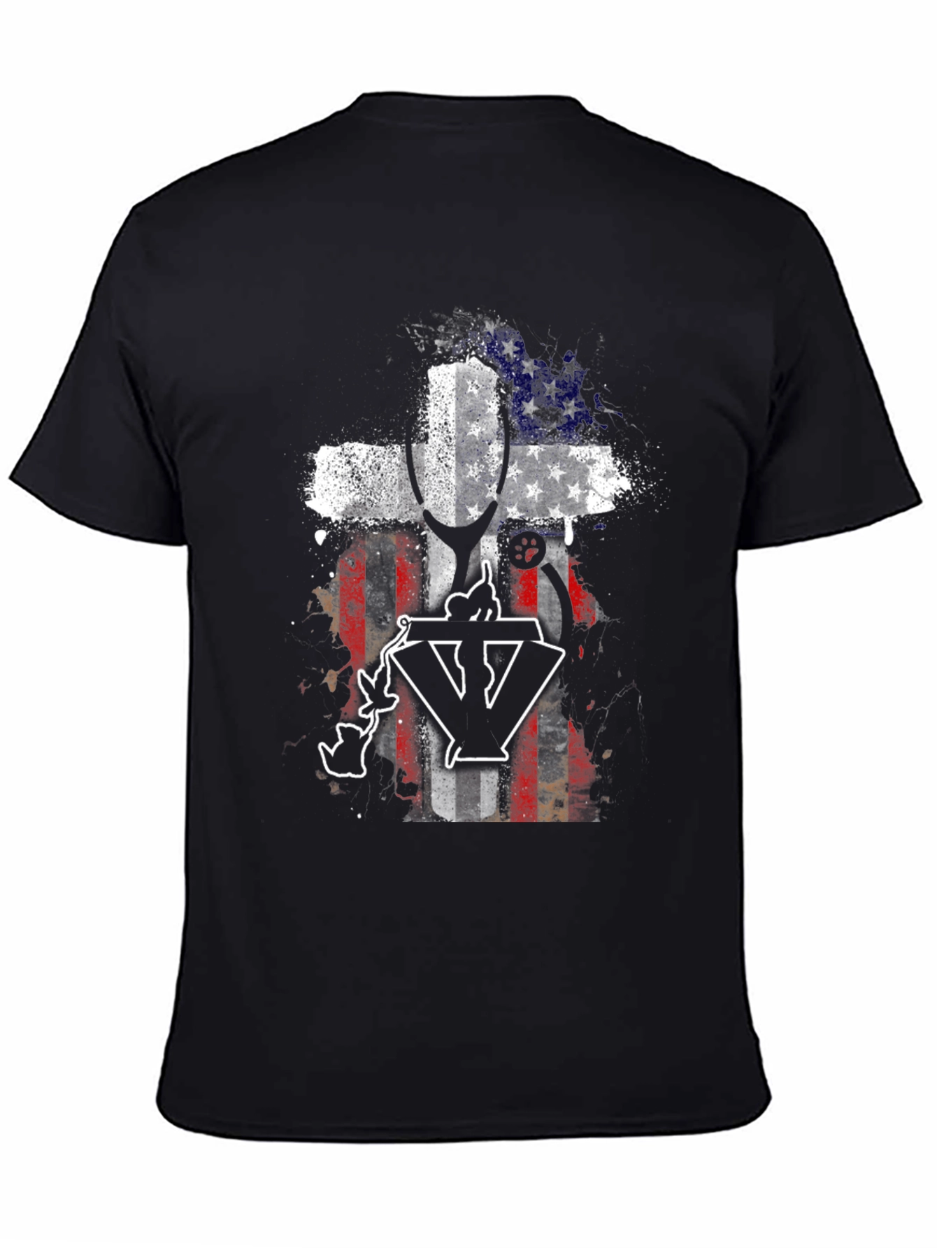 Patriotic Vet T-Shirt - USA Flag Cross Design