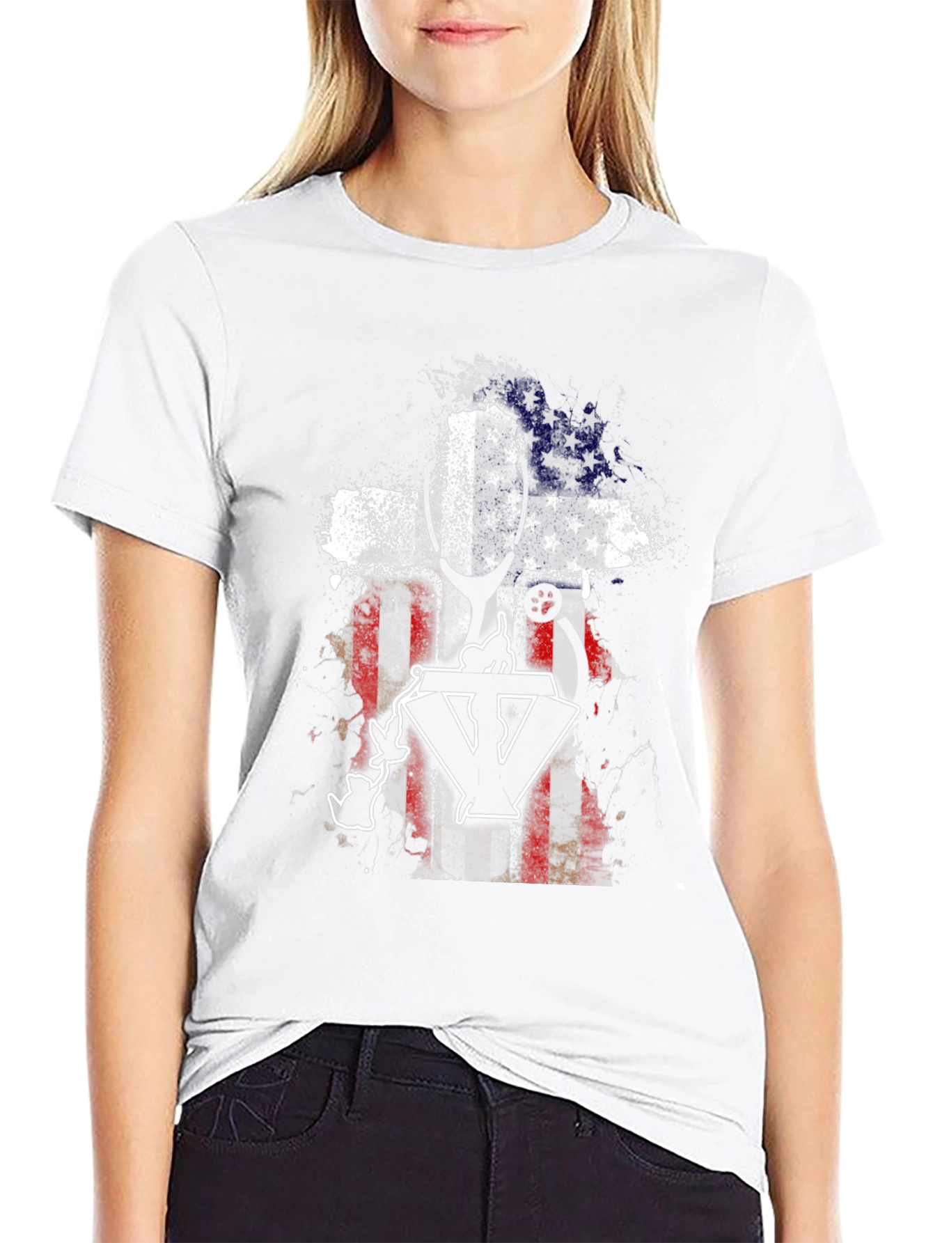 Patriotic Vet T-Shirt - USA Flag Cross Design