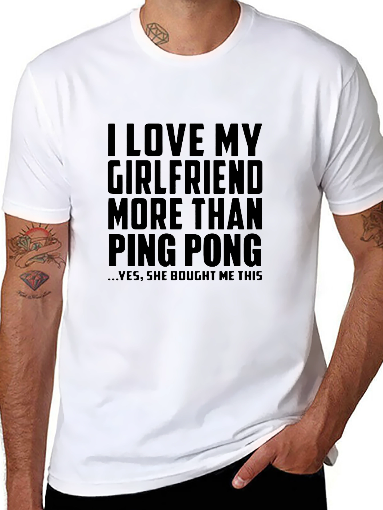 I Love My Girlfriend Ping Pong Funny Mens T-Shirt
