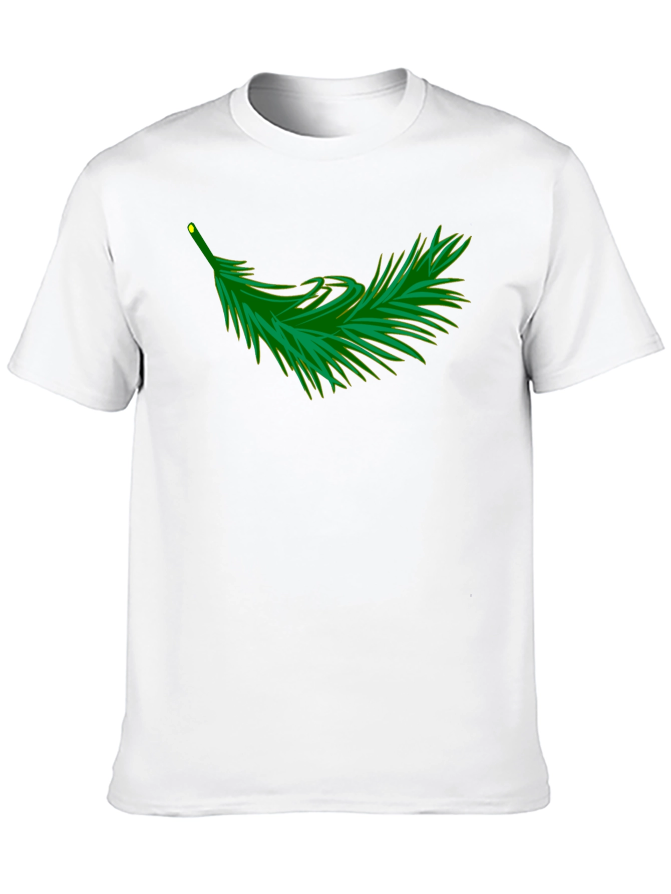 Black T-Shirt with Evergreen Branch Design