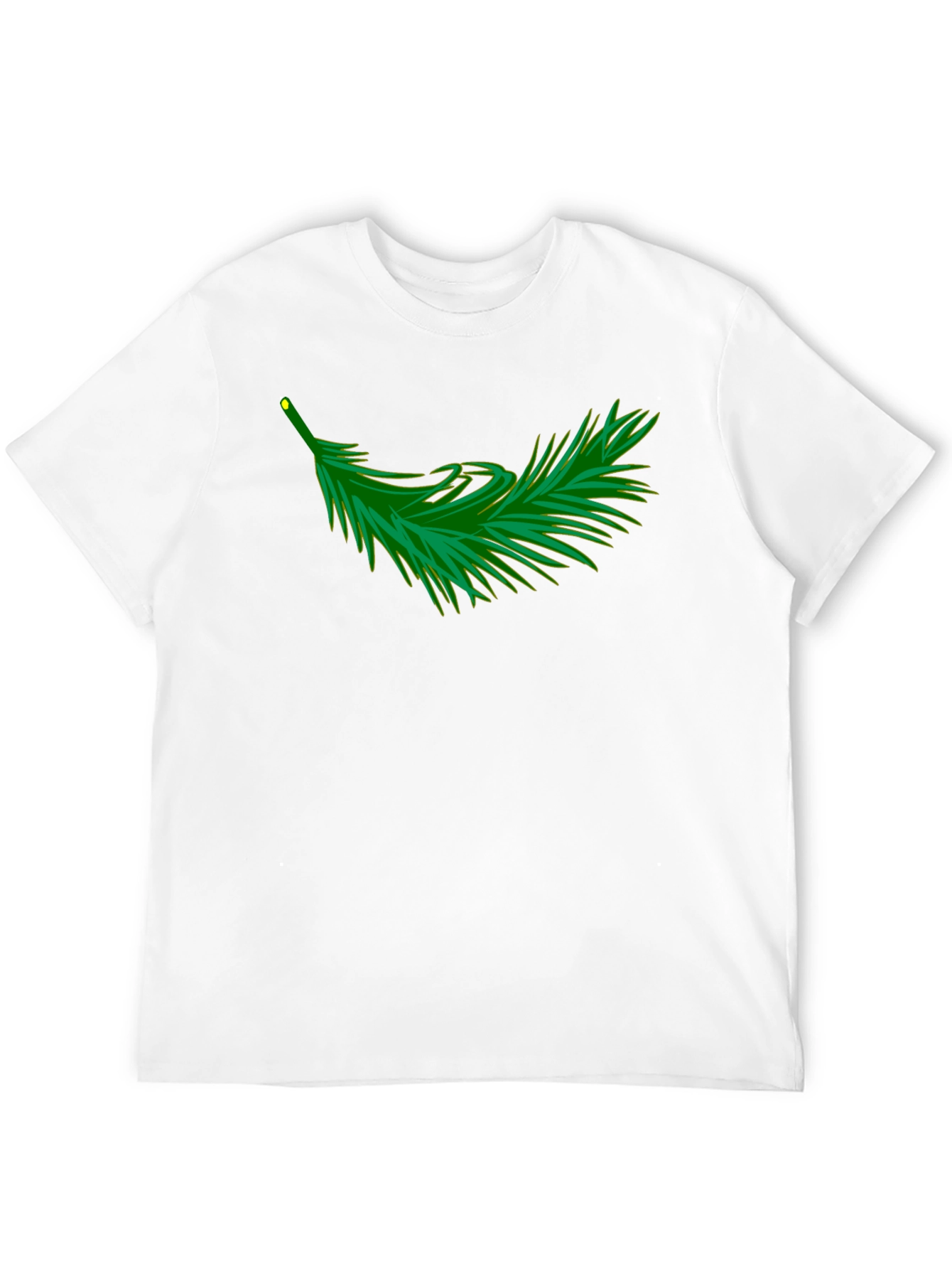 Black T-Shirt with Evergreen Branch Design