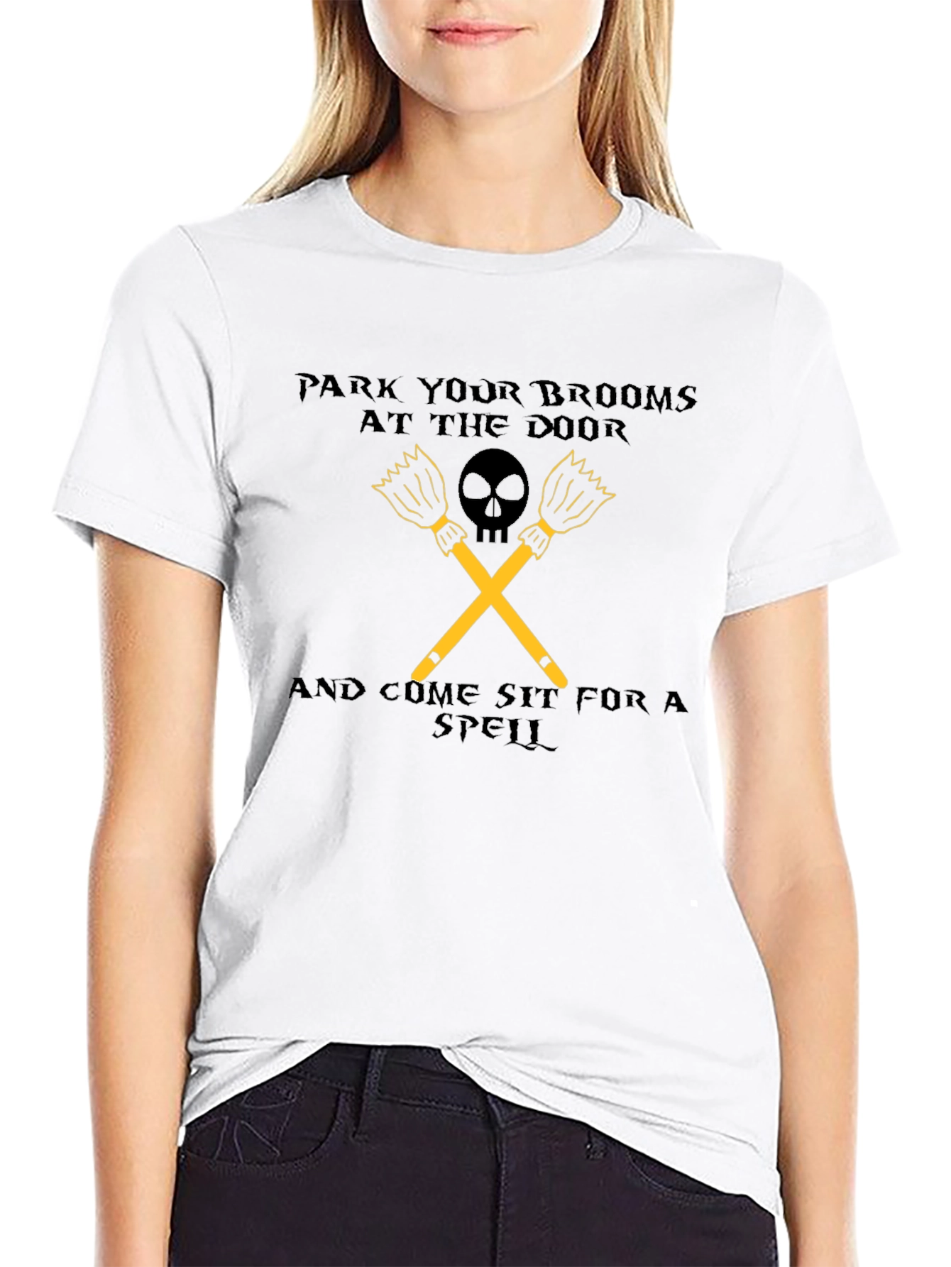 Park Your Brooms Graphic Tee - Halloween Apparel