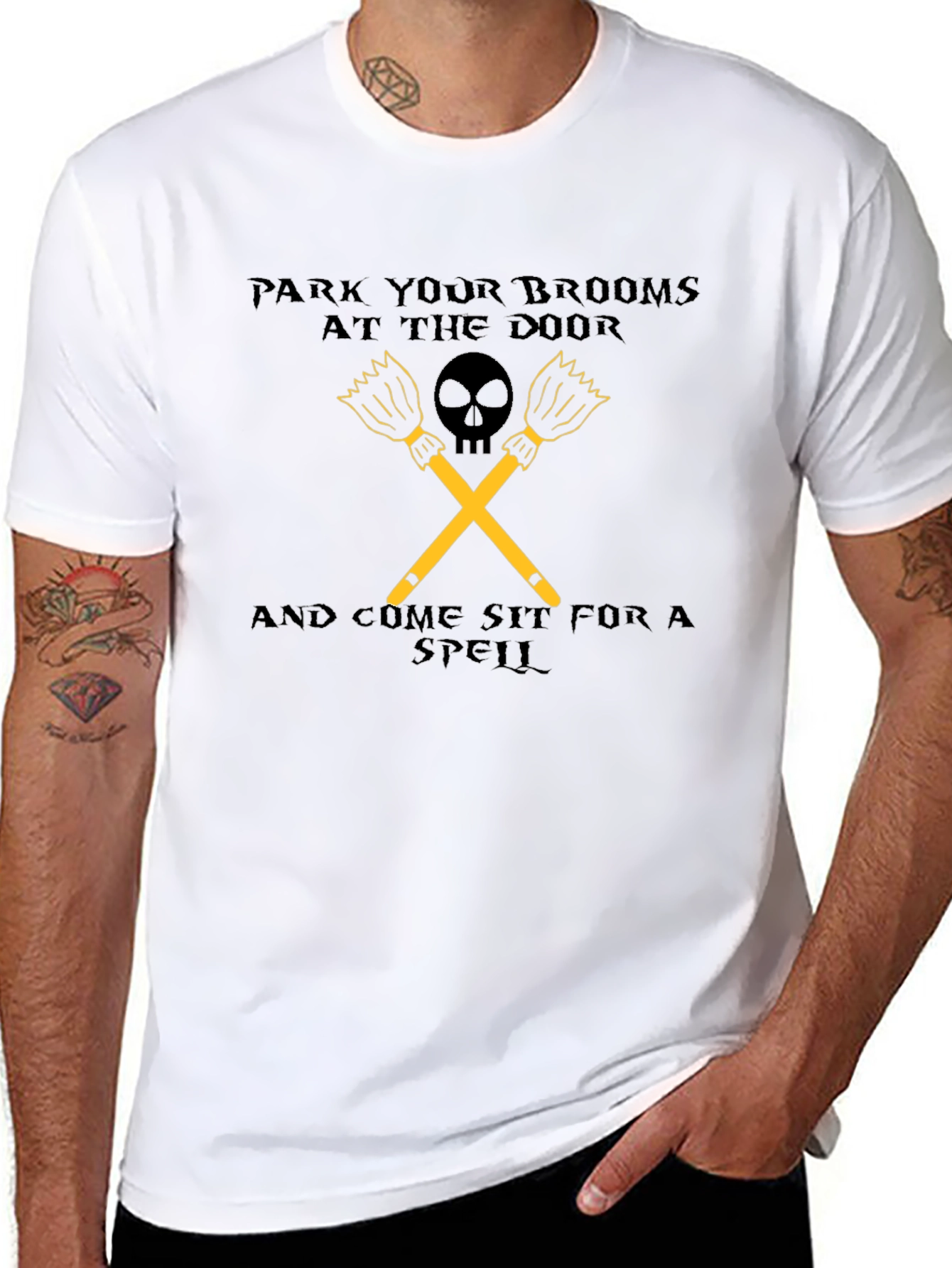 Park Your Brooms Graphic Tee - Halloween Apparel