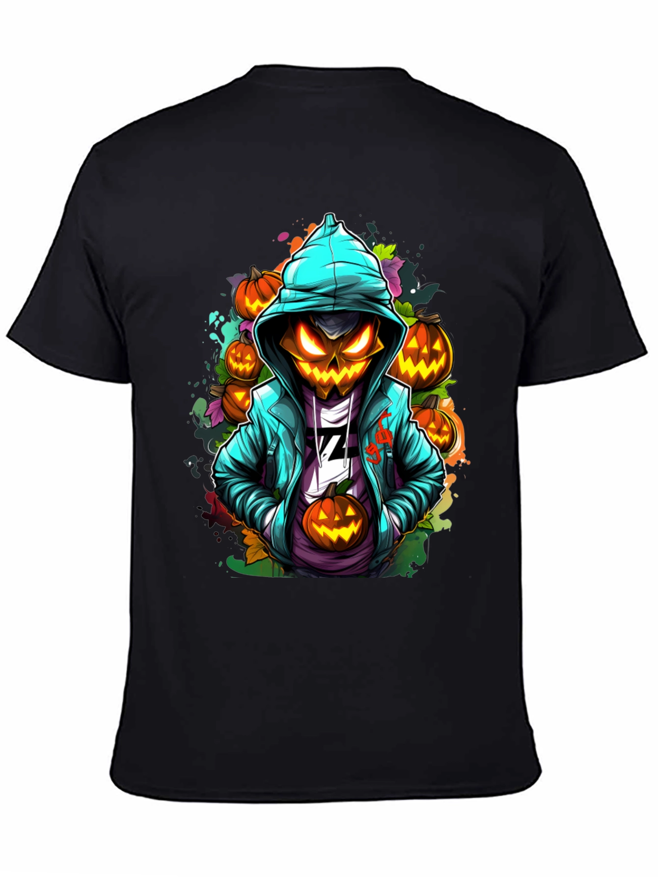 Spooky Pumpkin Head Graphic Tee - Halloween Style