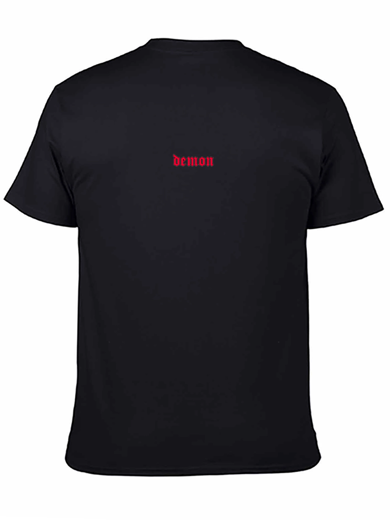 Demon Text Graphic Black Cotton T-Shirt