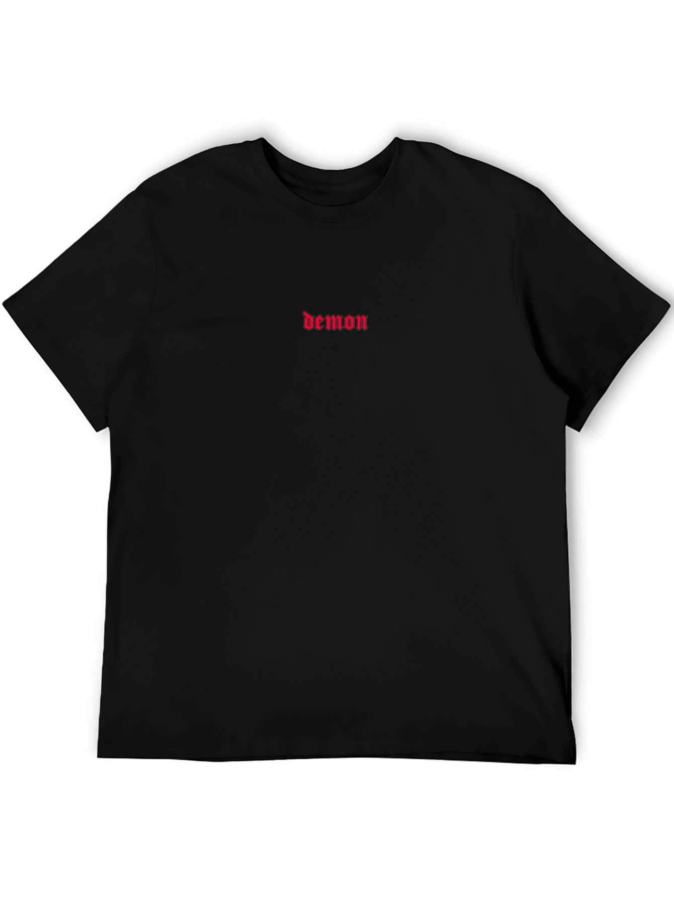 Demon Text Graphic Black Cotton T-Shirt