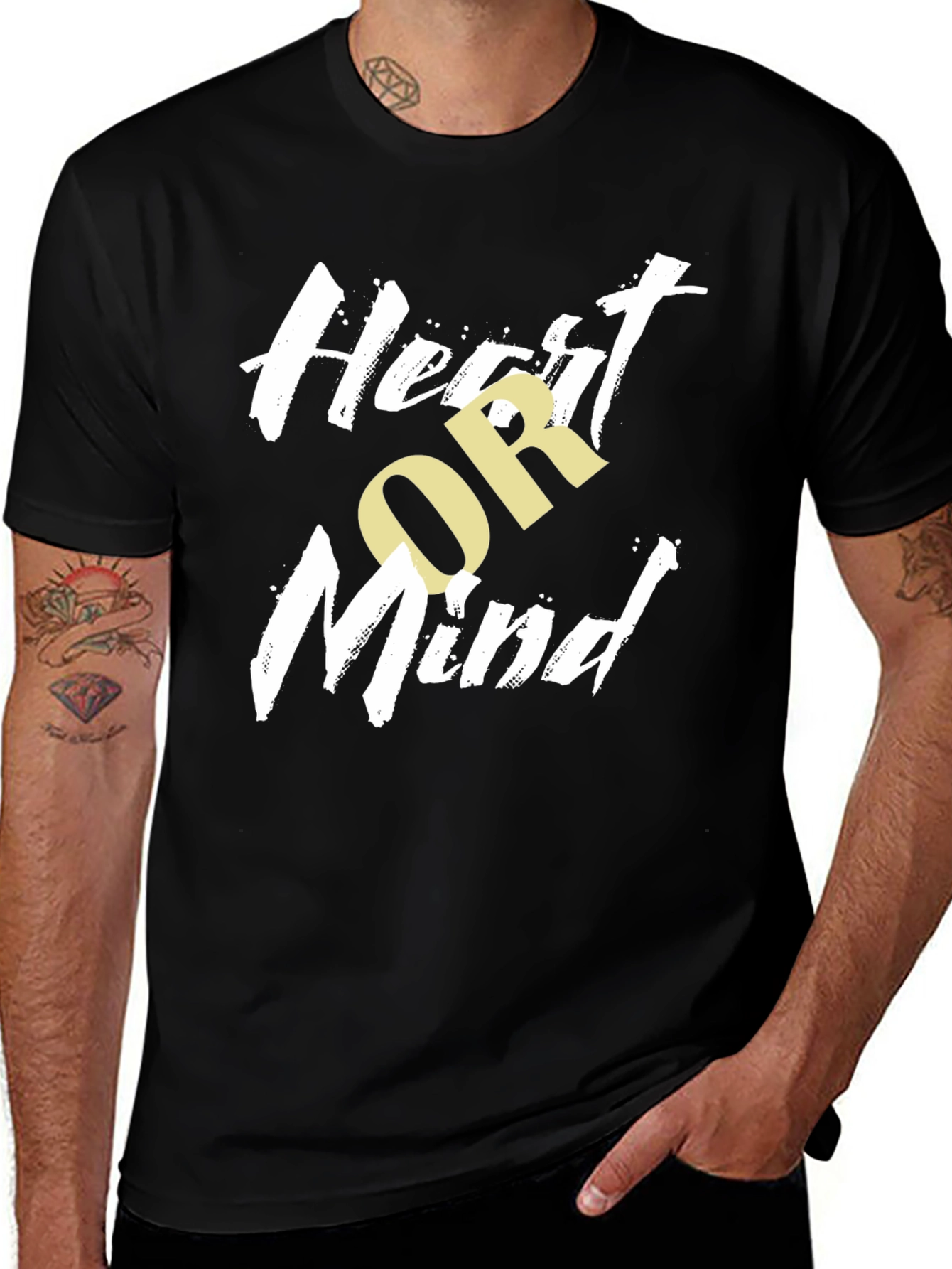 Heart or Mind Graphic Print Black T-Shirt