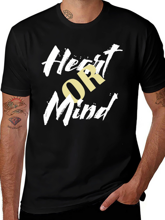 Heart or Mind Graphic Print Black T-Shirt