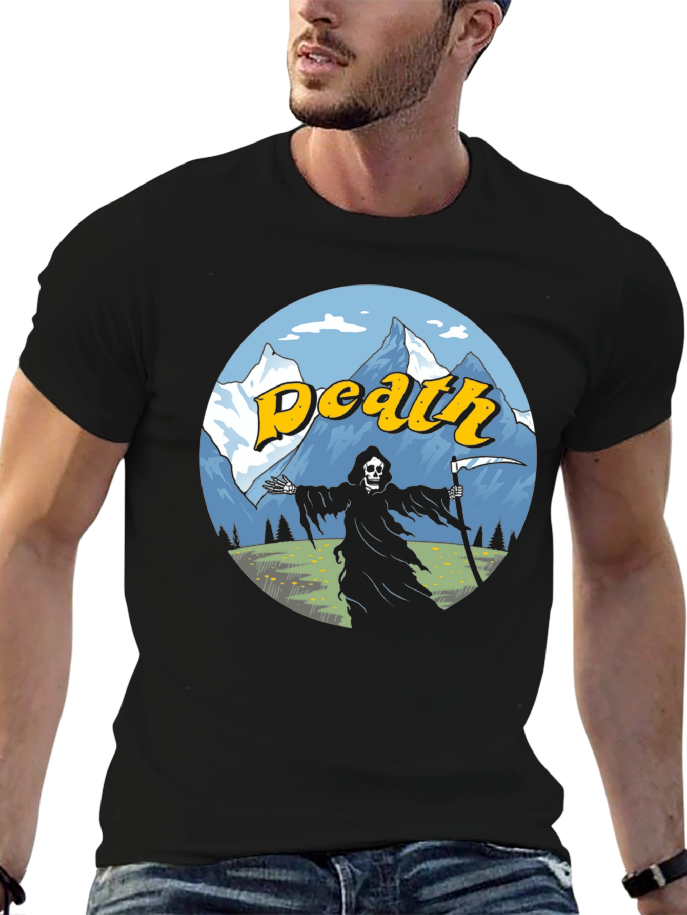 Death Mountain T-Shirt Grim Reaper Graphic Tee