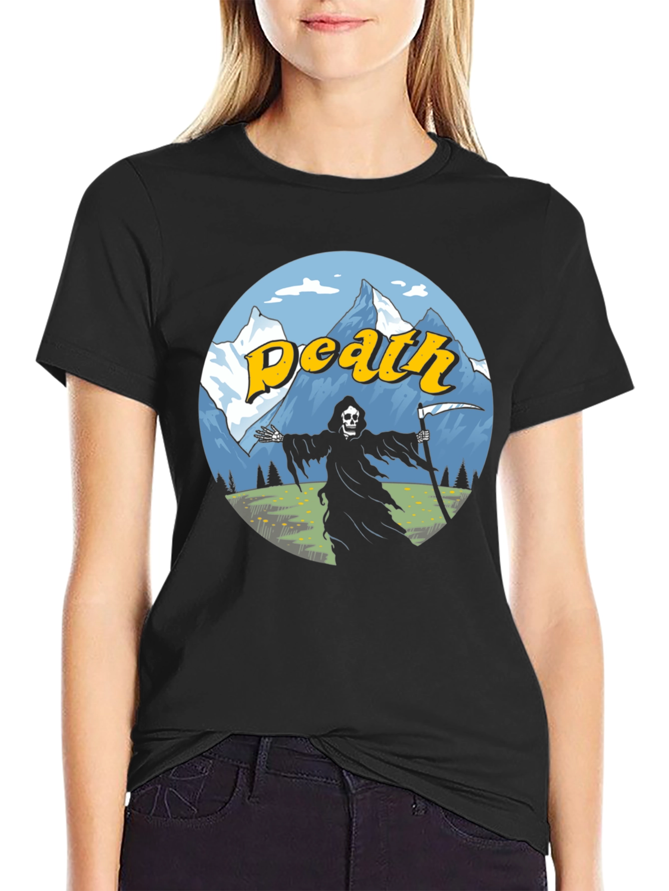 Death Mountain T-Shirt Grim Reaper Graphic Tee