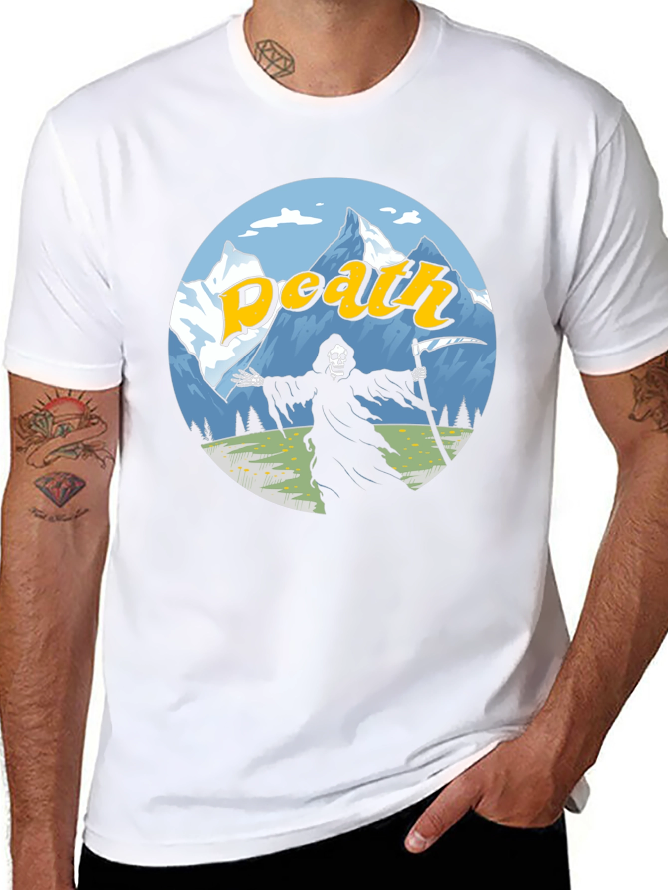 Death Mountain T-Shirt Grim Reaper Graphic Tee