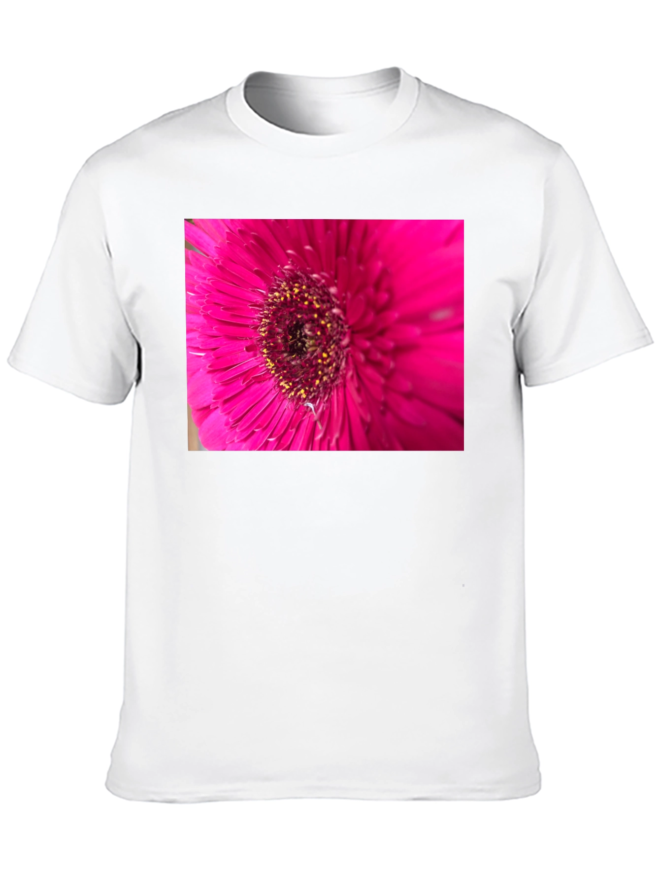 Pink Flower Graphic Black T-Shirt