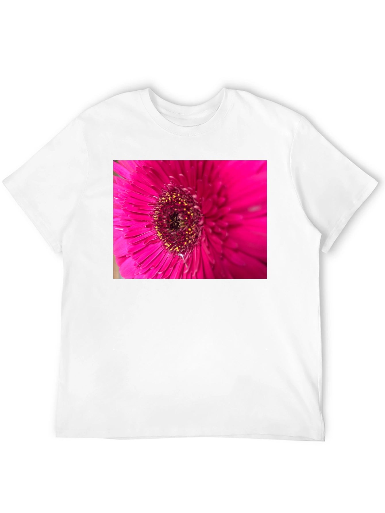 Pink Flower Graphic Black T-Shirt
