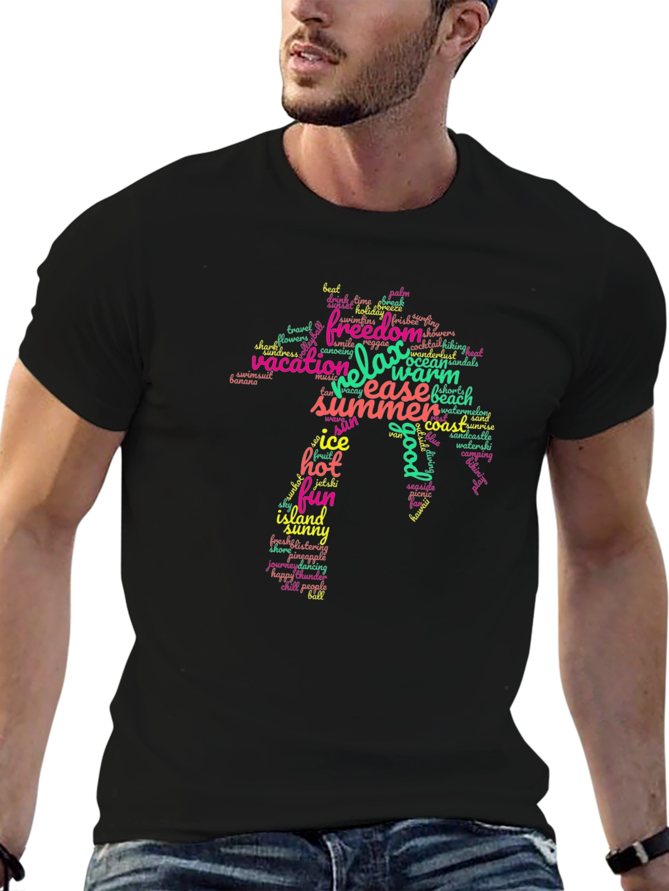 Summer Vibes Word Art Graphic Tee
