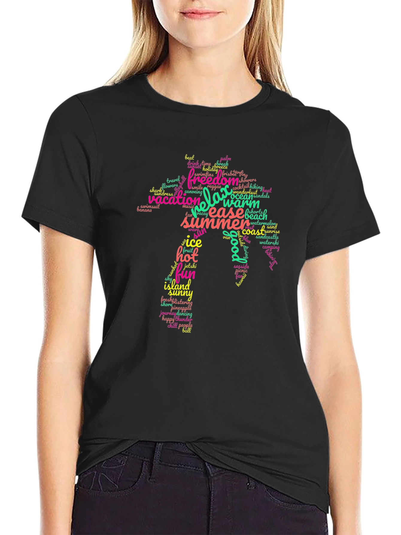 Summer Vibes Word Art Graphic Tee