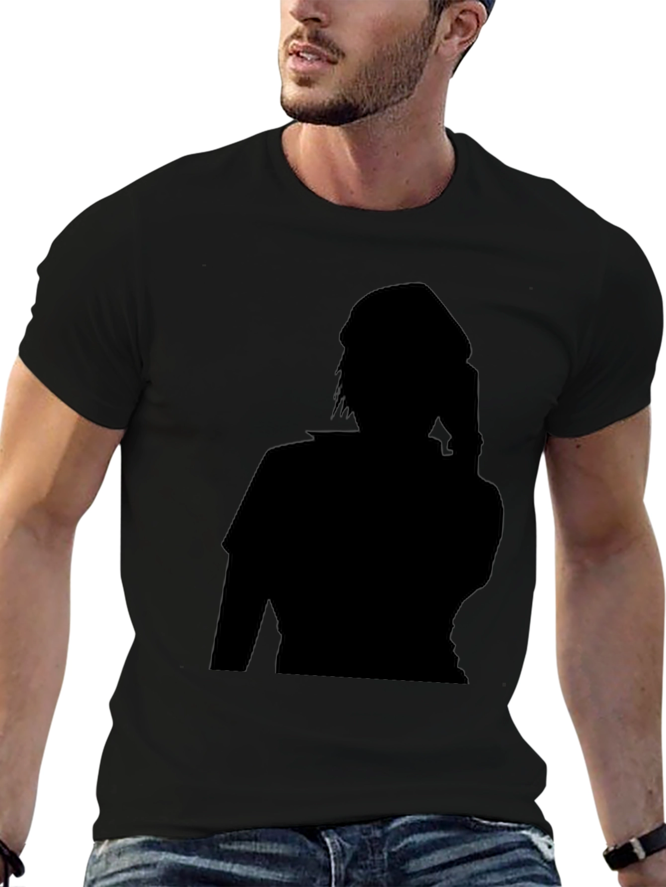 Stylish Black T-Shirt with Silhouette Graphic