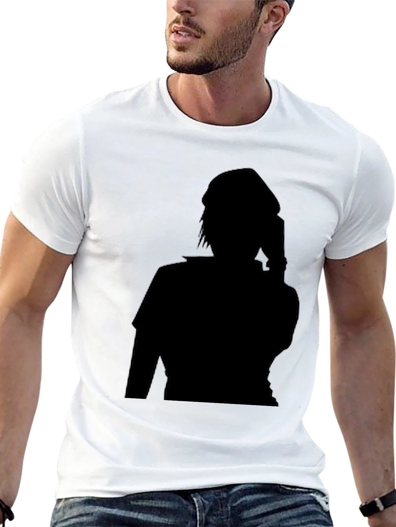 Stylish Black T-Shirt with Silhouette Graphic