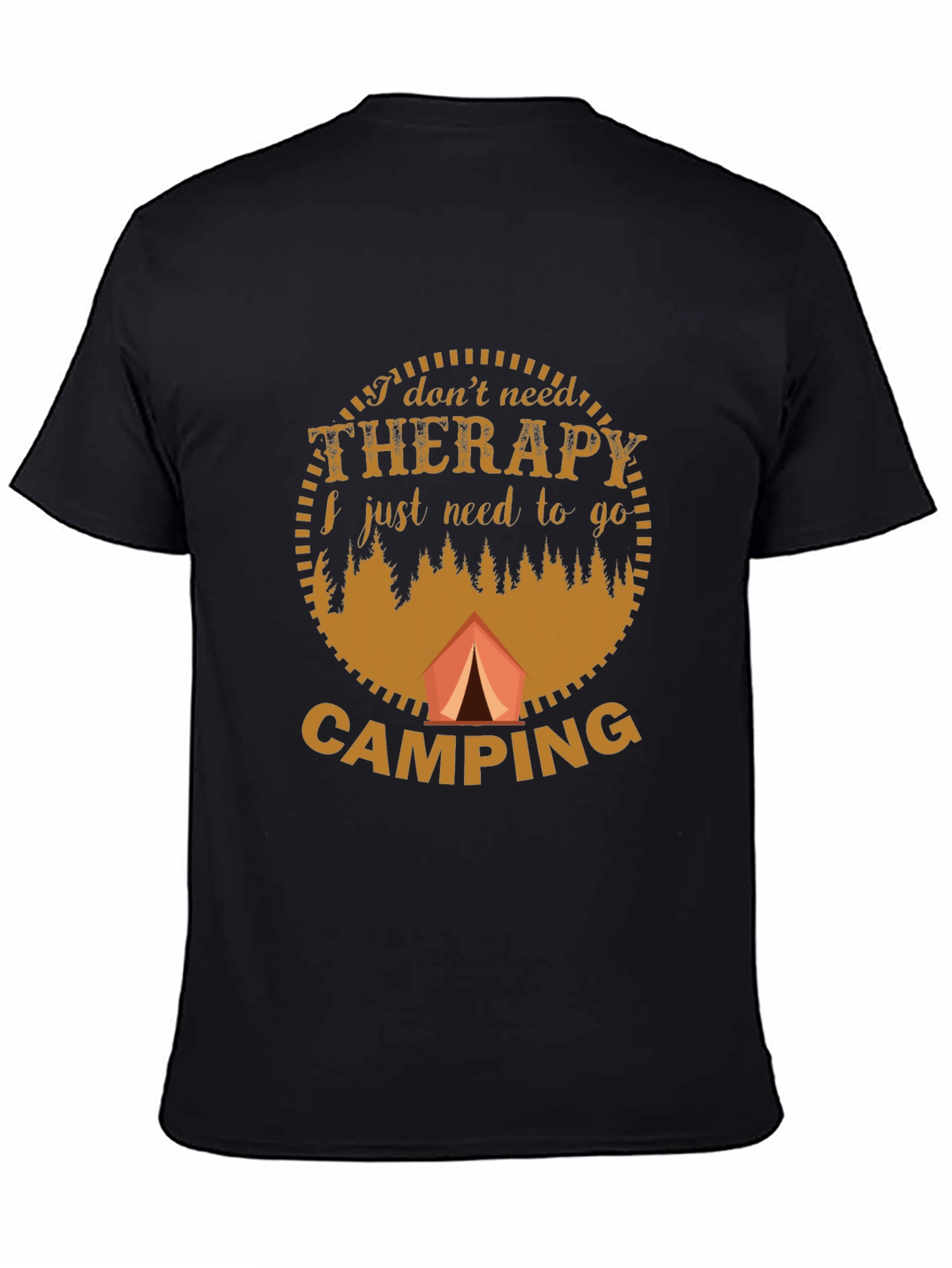 Camping Therapy Graphic T-Shirt - Black