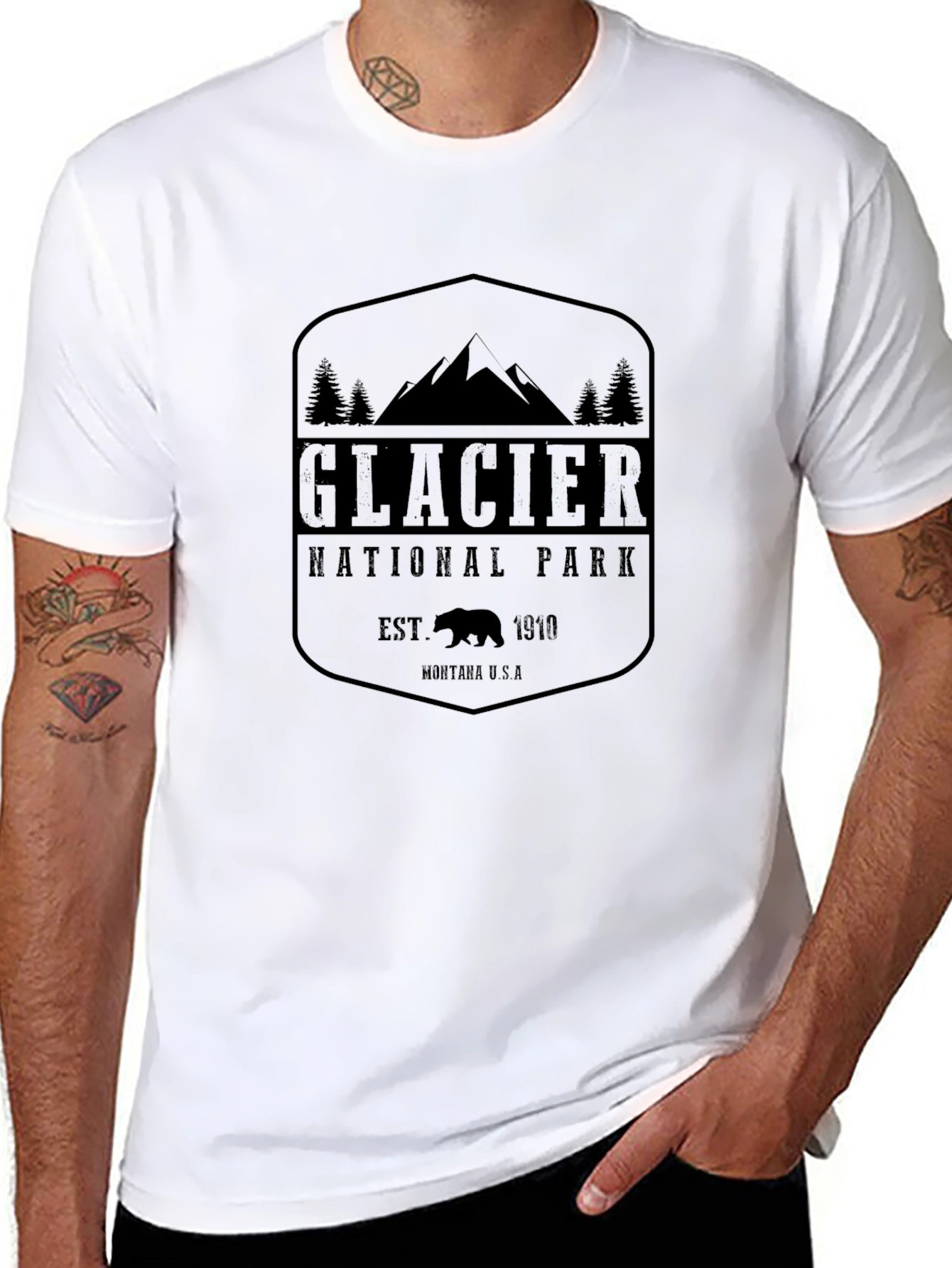 Glacier National Park Black T-Shirt