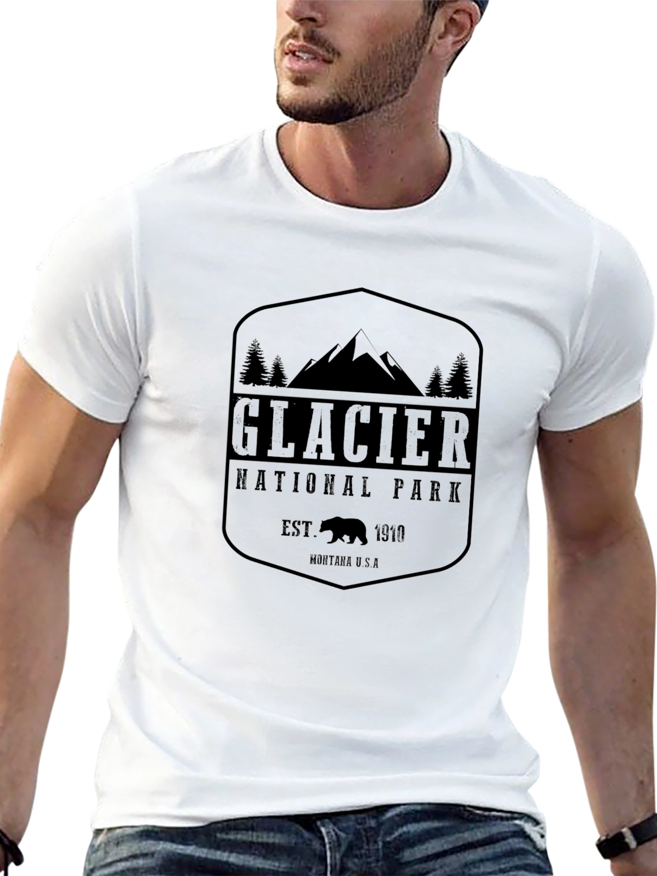Glacier National Park Black T-Shirt