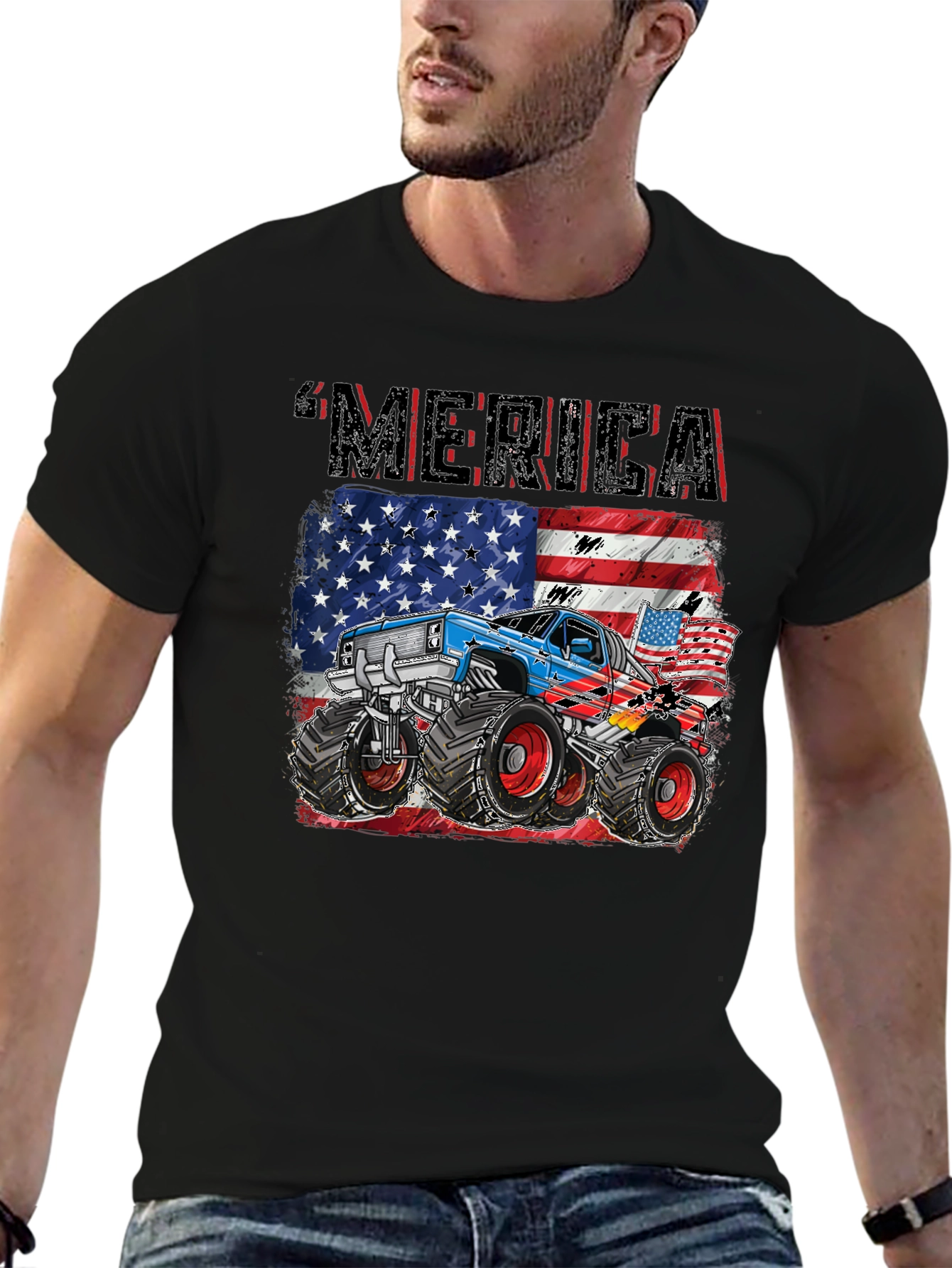 Patriotic Monster Truck Merica T-Shirt