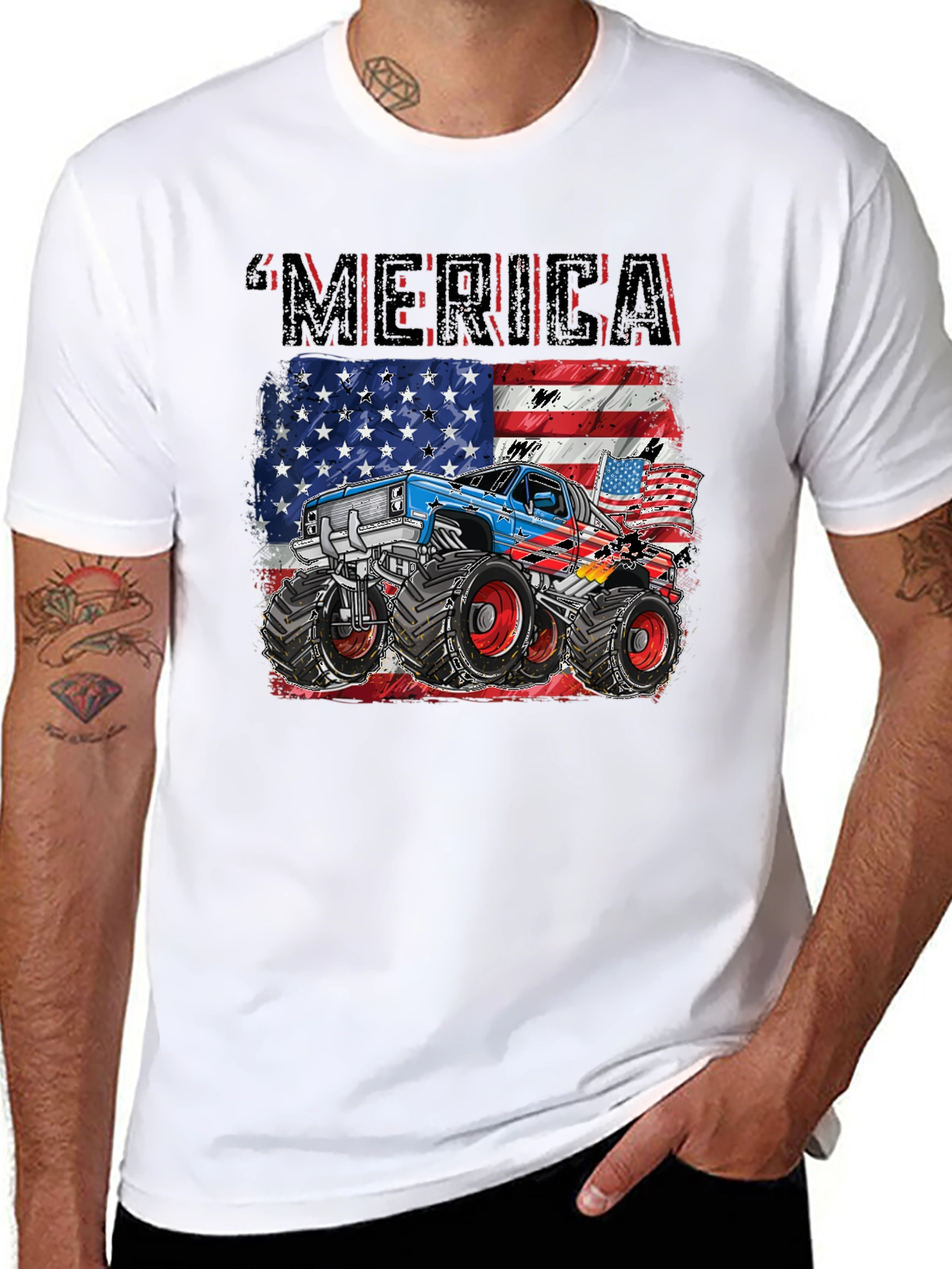 Patriotic Monster Truck Merica T-Shirt